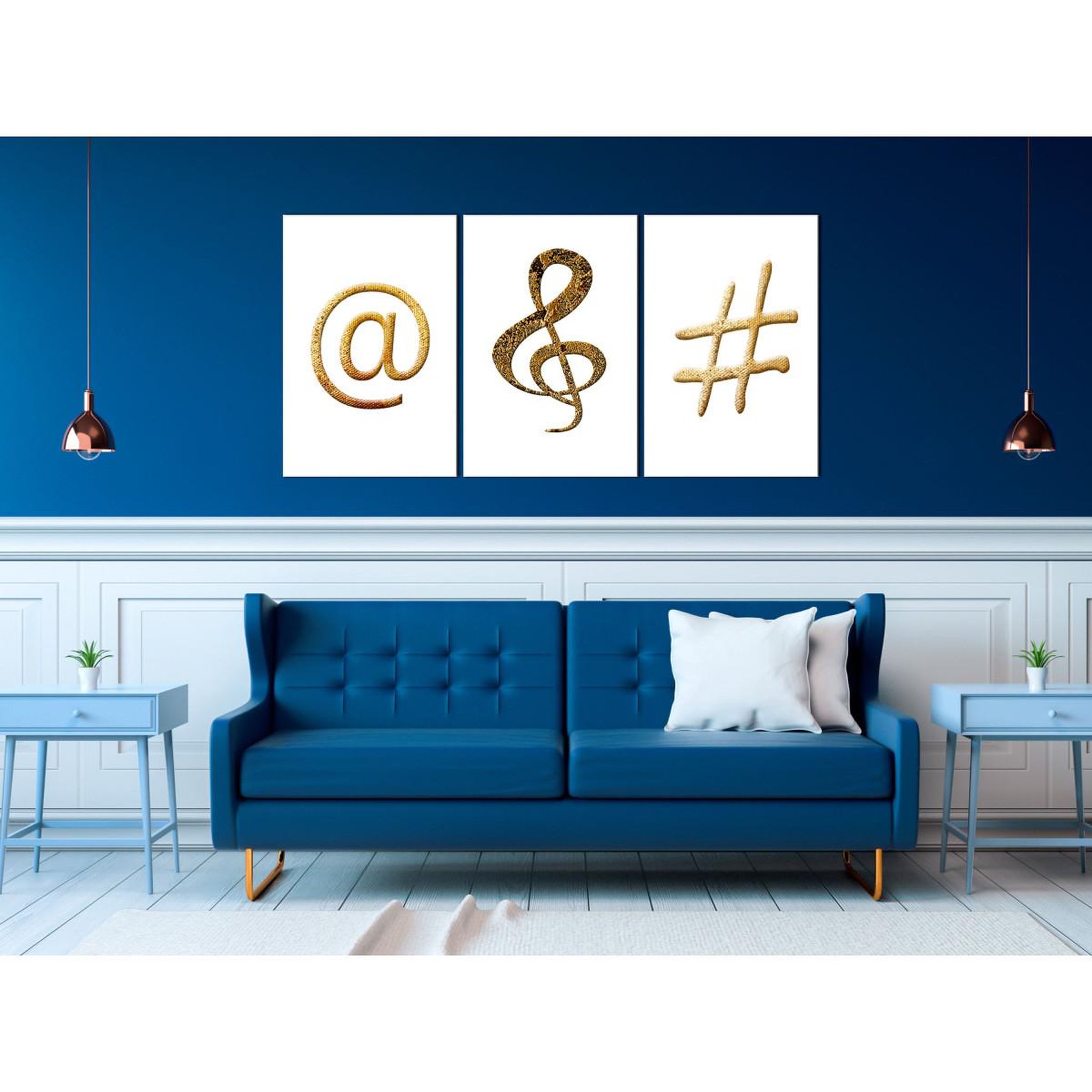 Voir la diapositive 2 : Paris Prix Tableau imprimé  golden signs 3 panneaux  60x120cm