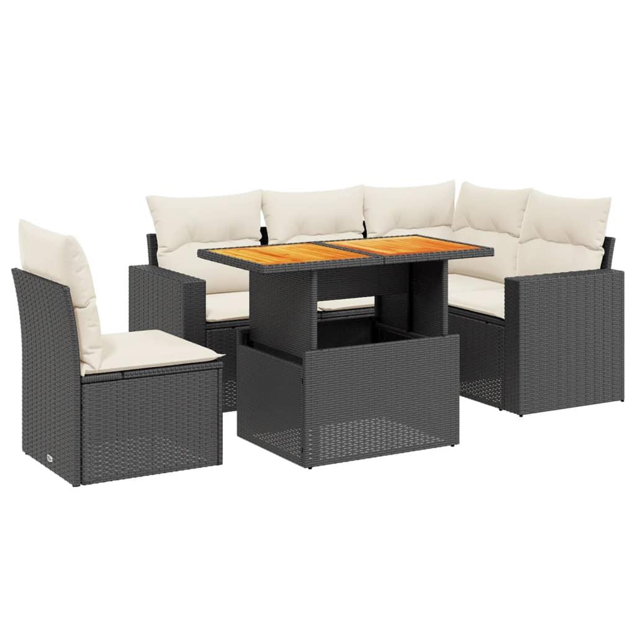 Voir la diapositive 2 : VIDAXL Salon de jardin 6 pcs avec coussins noir resine tressee