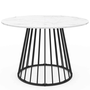 Voir la diapositive 3 : ID MARKET Table à manger ronde YUNA 6 personnes pied filaire en métal noir et plateau effet marbre blanc ALASKA 110 cm