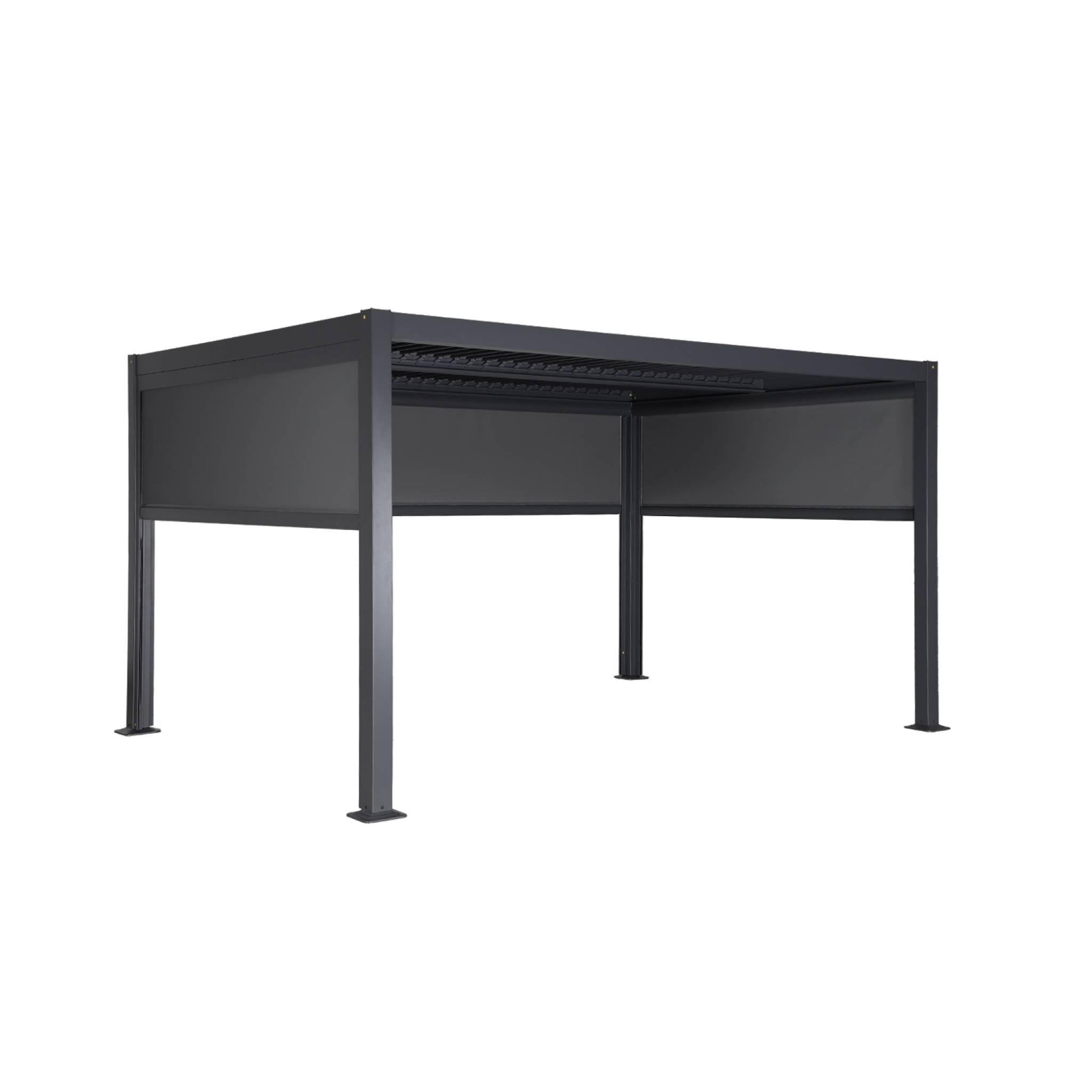 Voir la diapositive 3 : SWEEEK Pergola bioclimatique aluminium et acier 3x4m lames orientables + 2 stores 3m + 1 store 4m PALACE anthracite