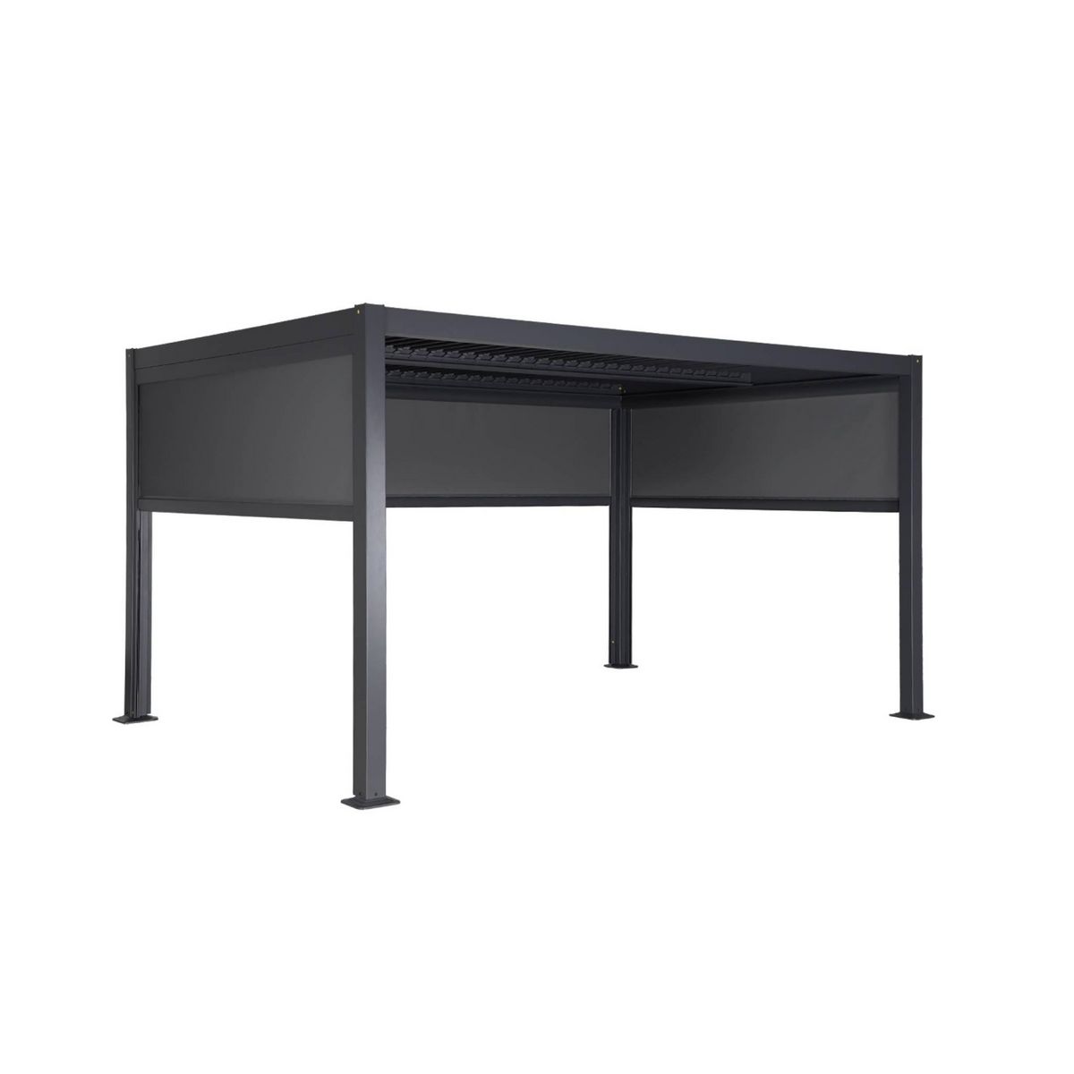 SWEEEK Pergola bioclimatique aluminium et acier 3x4m lames orientables + 2 stores 3m + 1 store 4m PALACE anthracite