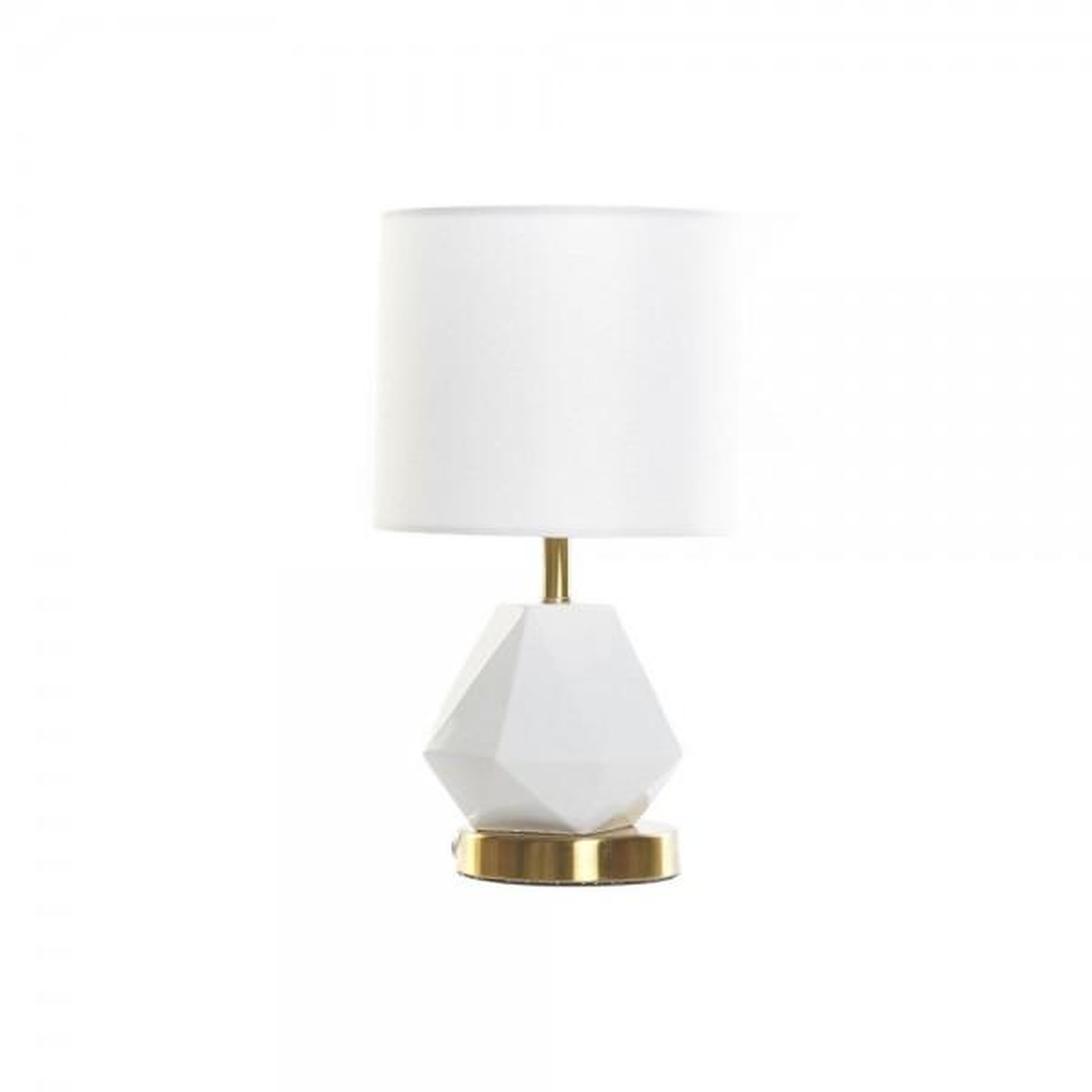 Voir la diapositive 1 : MARKET24 Lampe de bureau DKD Home Decor Blanc Polyester Métal Céramique 220 V Doré 50 W
