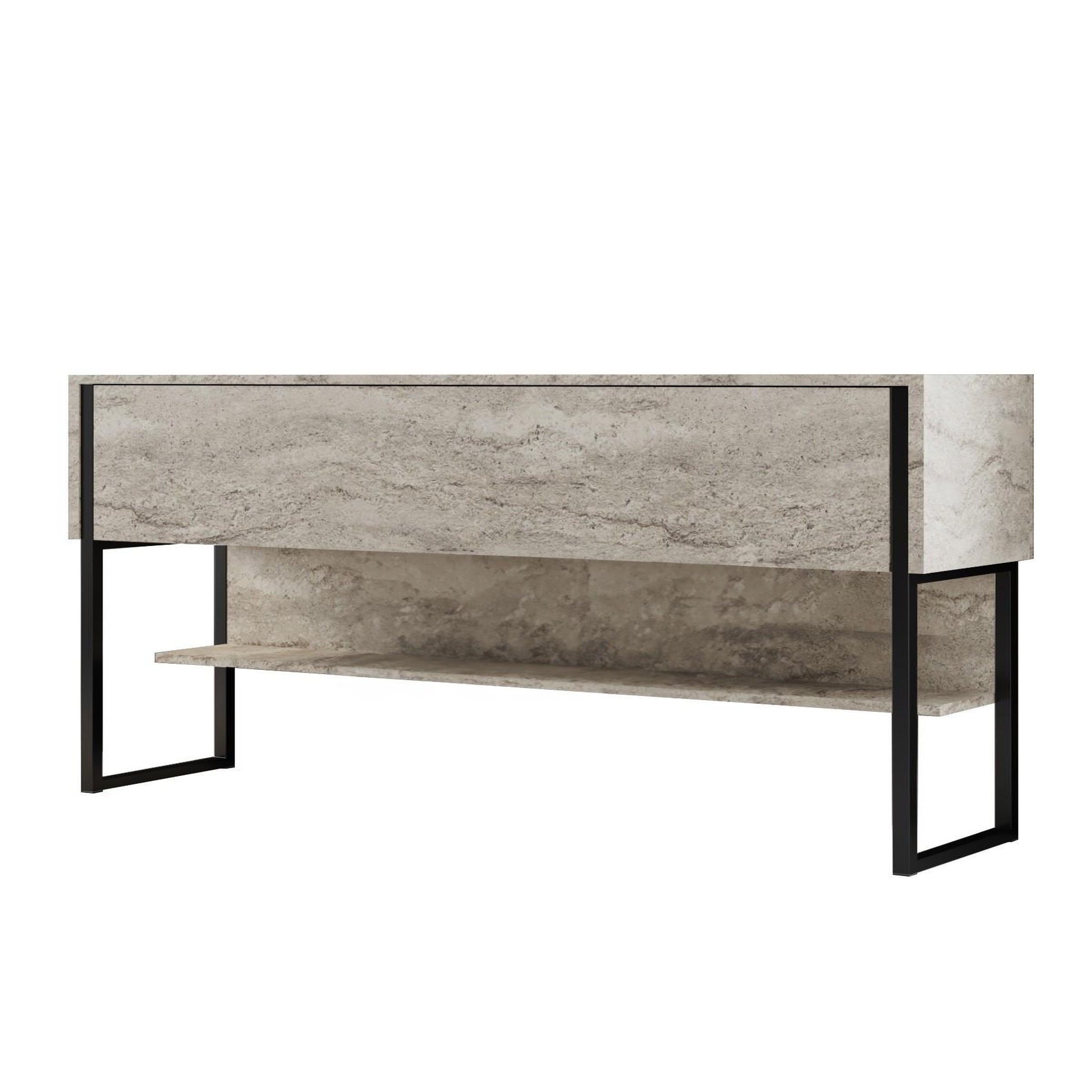 Habitat et Jardin Console en bois  luxe  - 120 x 30 x 80 cm - travertin noir