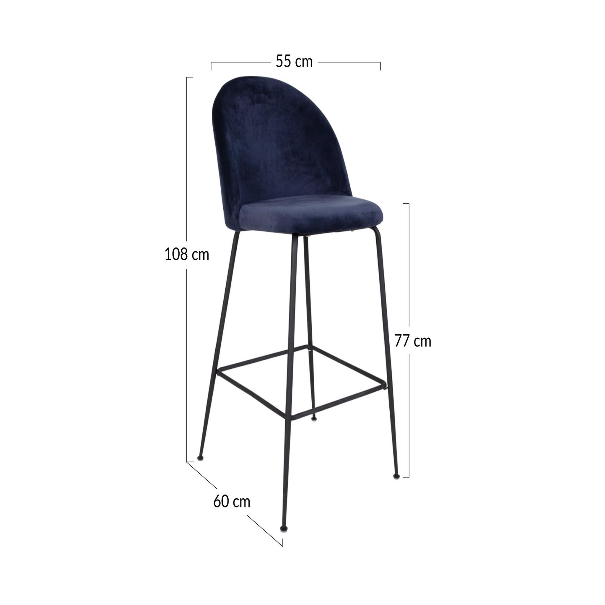 Voir la diapositive 6 : LISA DESIGN Antigua - lot de 2 tabourets de bar - en velours bleu