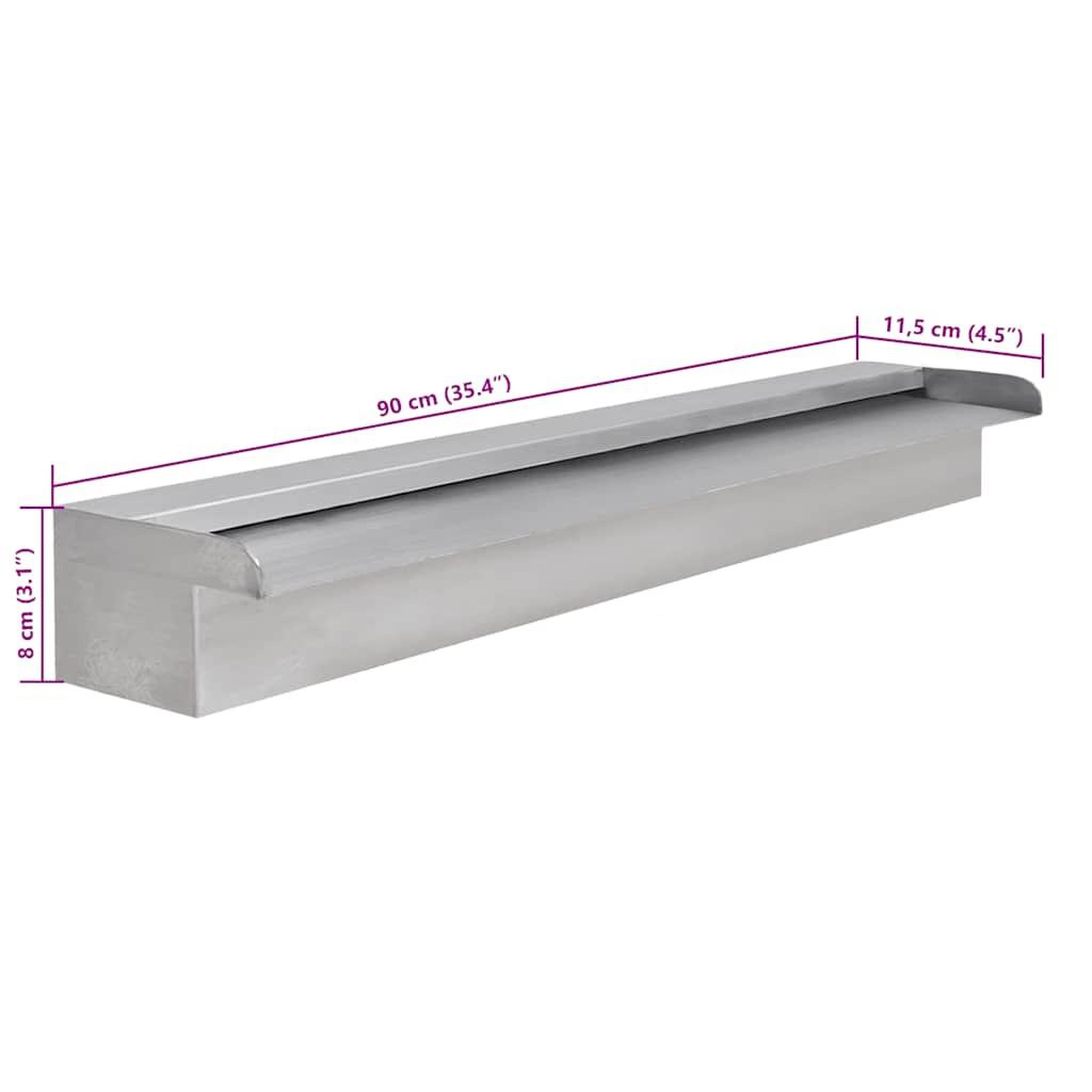 Voir la diapositive 6 : VIDAXL Lame d'eau rectangulaire pour piscine acier inoxydable 90 cm