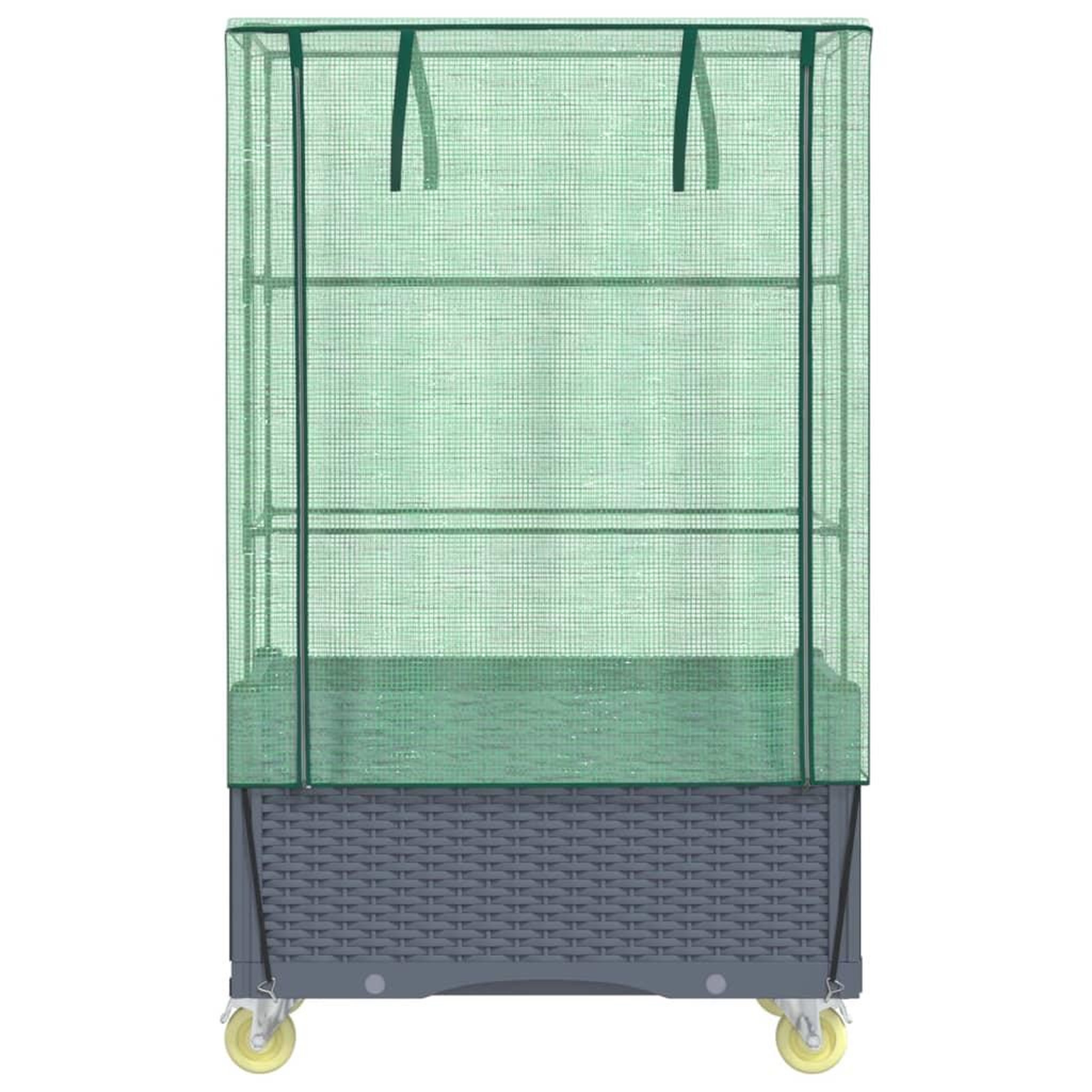 Voir la diapositive 4 : VIDAXL Jardiniere surelevee avec housse et roues aspect rotin