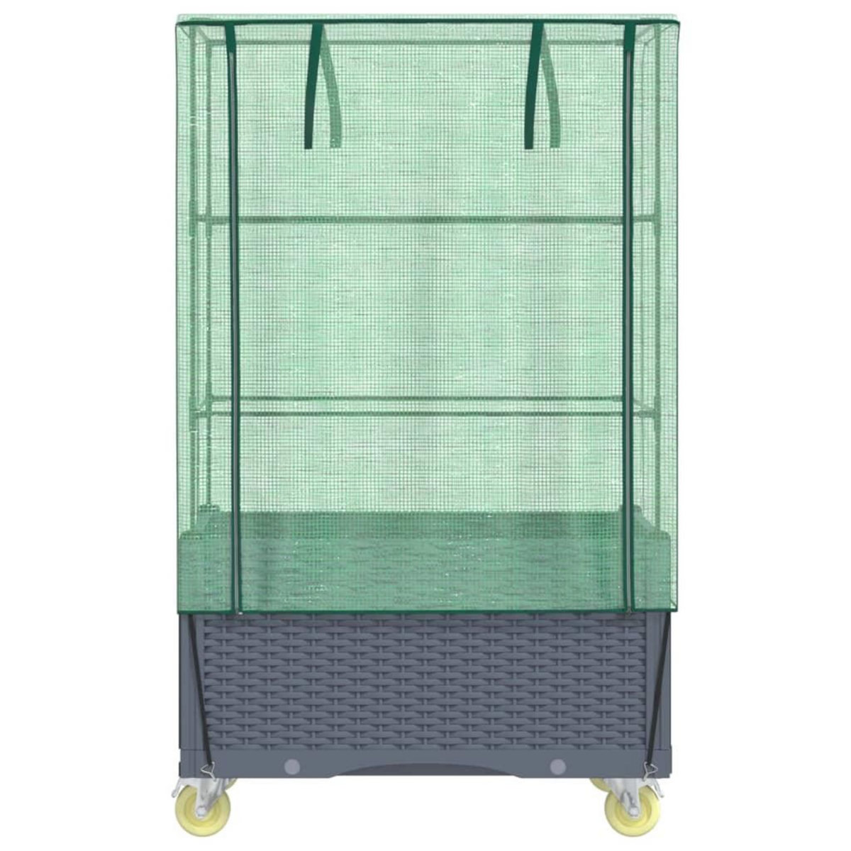 VIDAXL Jardiniere surelevee avec housse et roues aspect rotin