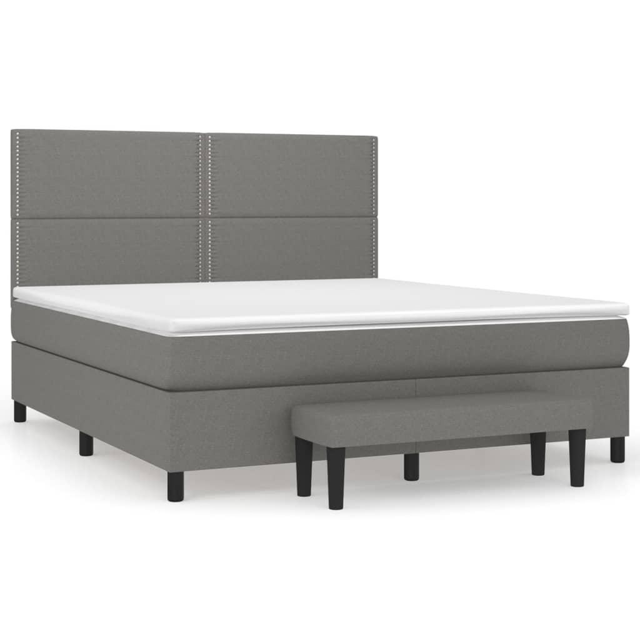 Voir la diapositive 2 : VIDAXL Sommier a lattes de lit avec matelas Gris fonce 180x200cm Tissu