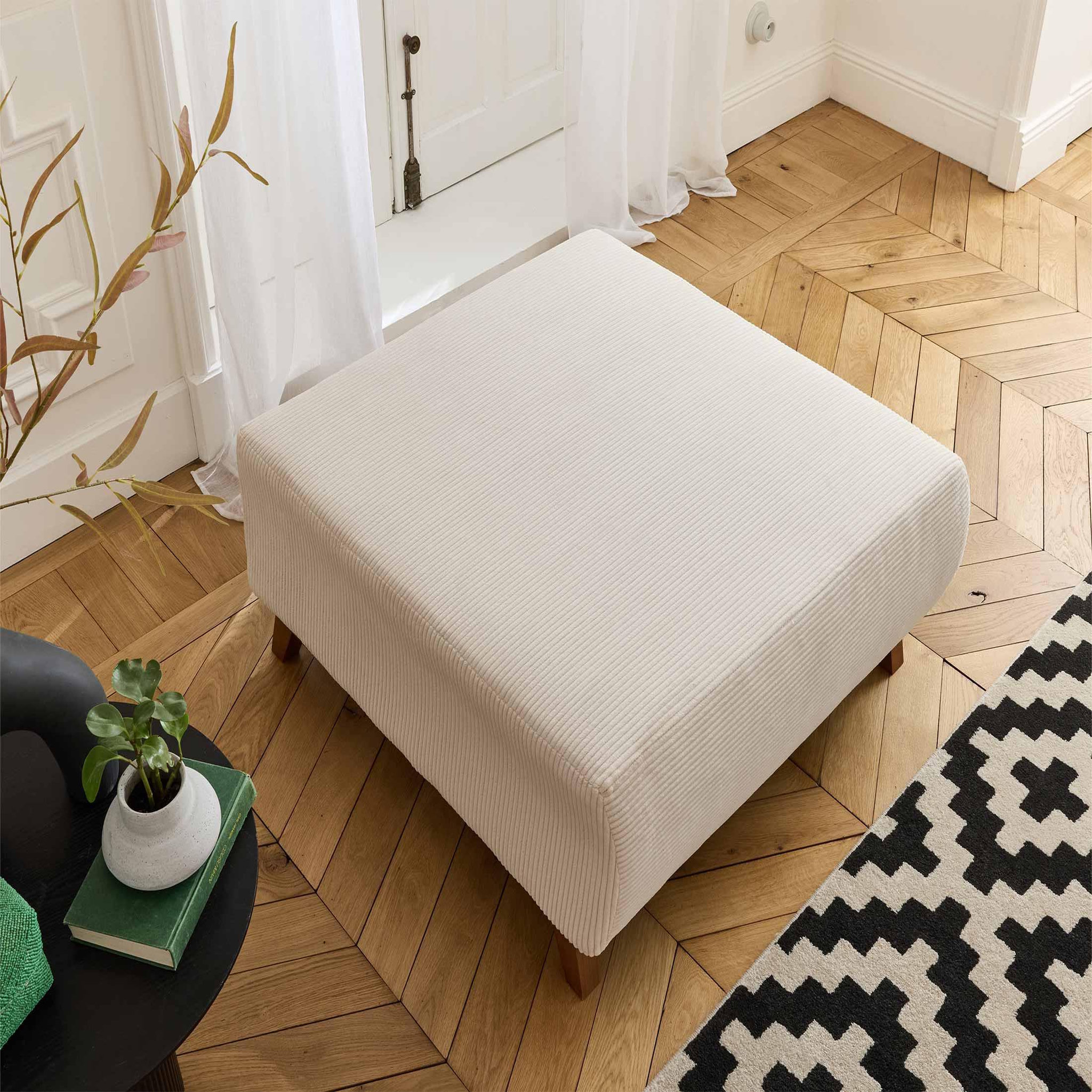 Voir la diapositive 4 : BEST MOBILIER Cristal - pouf modulable - 95 cm - en velours côtelé