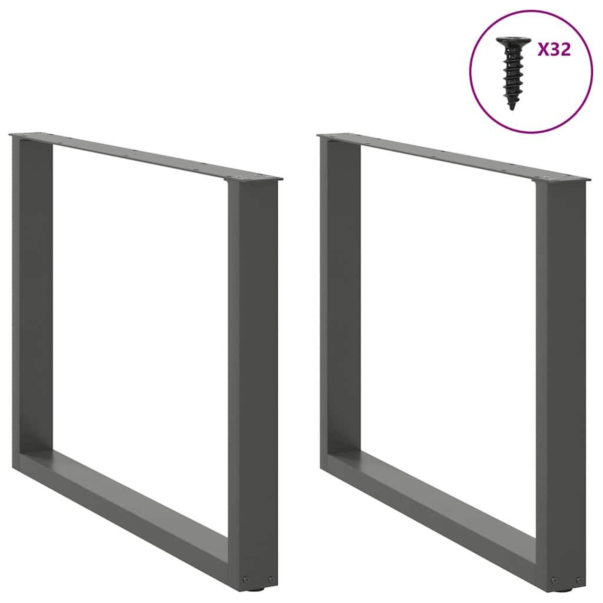 Voir la diapositive 3 : VIDAXL Pieds de table a manger forme de U 2 pcs 100x(72-73) cm acier