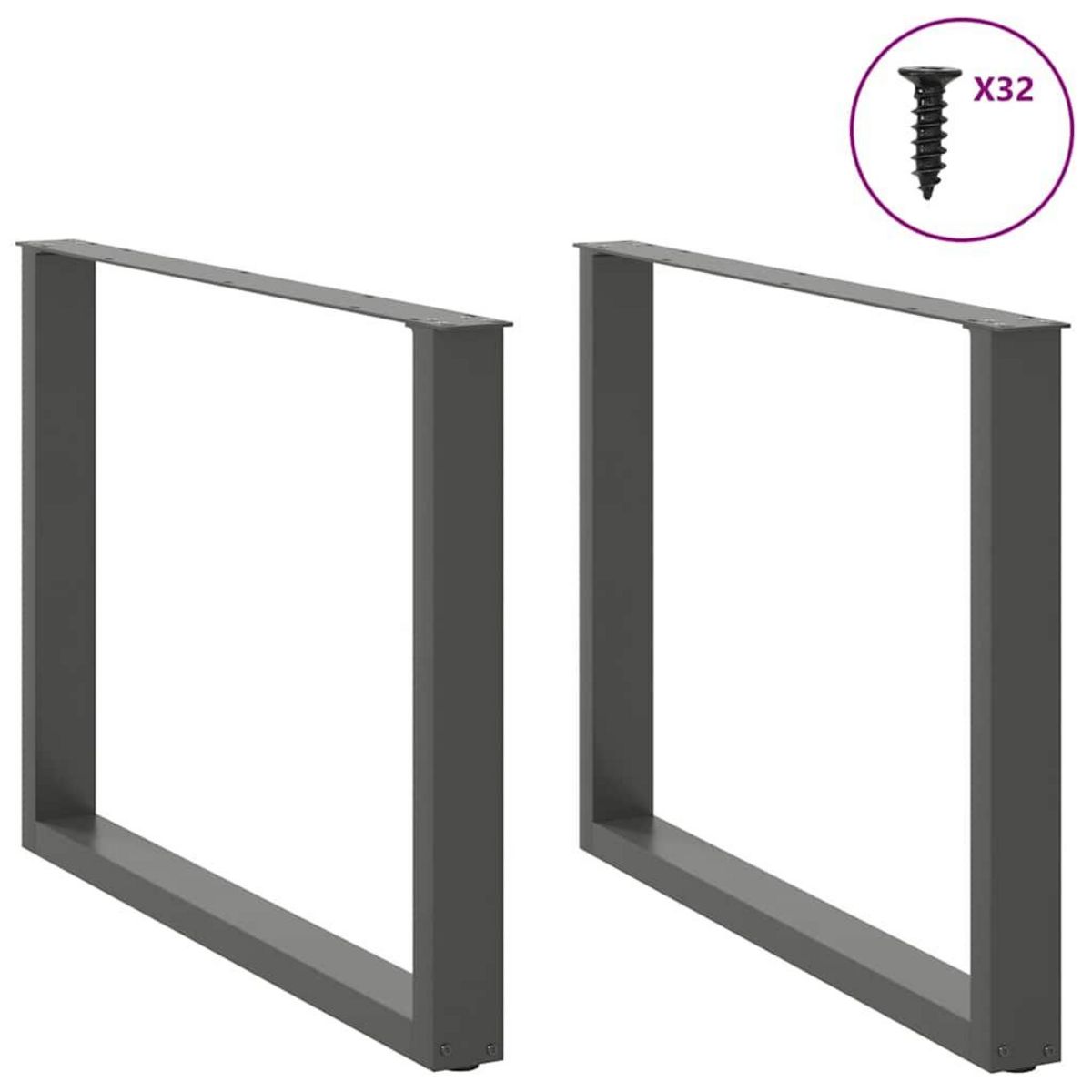 VIDAXL Pieds de table a manger forme de U 2 pcs 100x(72-73) cm acier