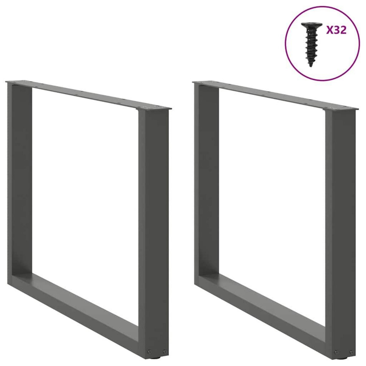 VIDAXL Pieds de table a manger forme de U 2 pcs 100x(72-73) cm acier