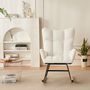 Voir la diapositive 3 : MERAX Fauteuil à Bascule Chaise à Bascule Rocking Chair Fauteuil Relax Teddy Blanc