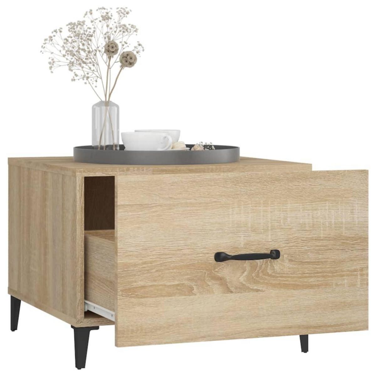 VIDAXL Table basse avec pieds en metal Chene sonoma 50x50x40 cm