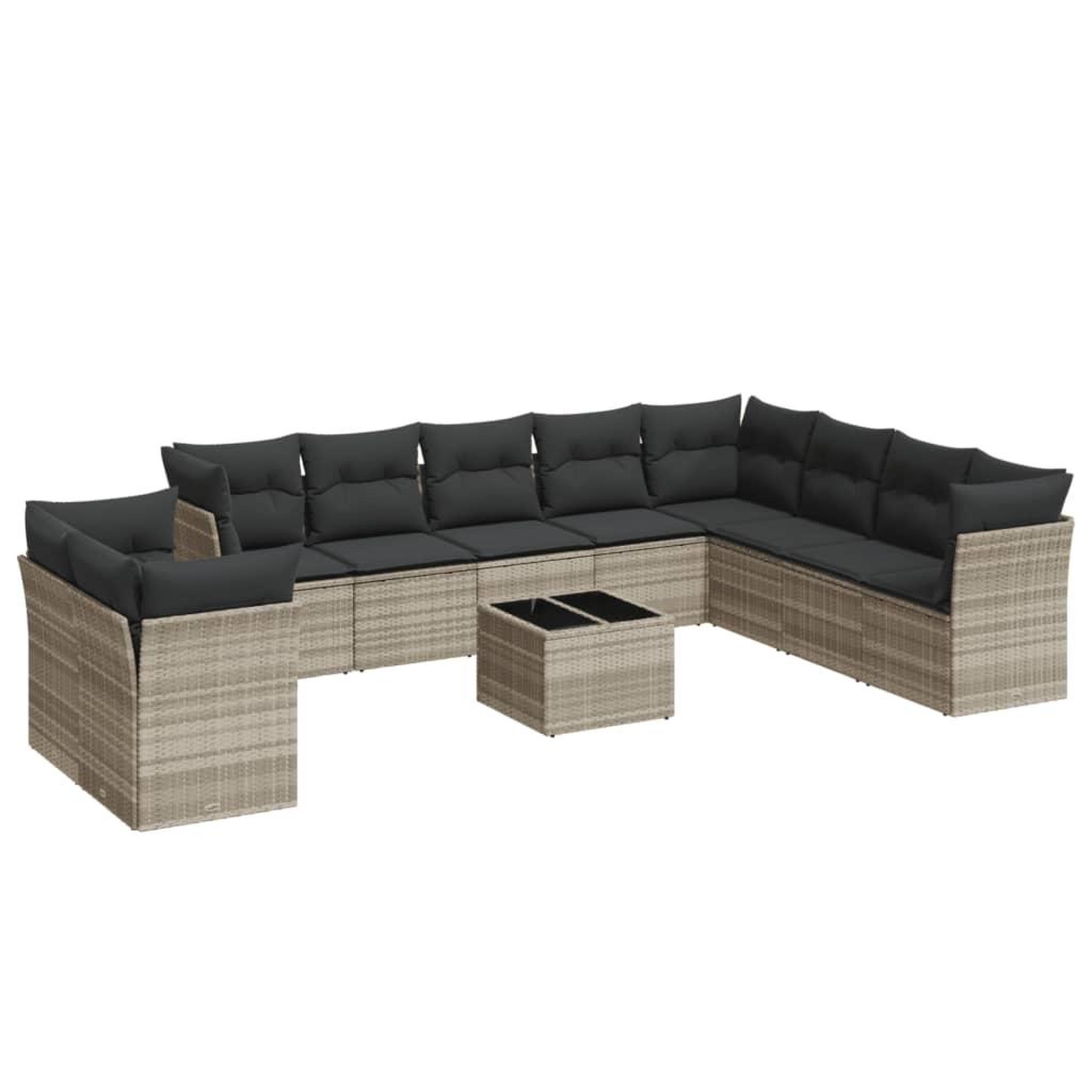 Voir la diapositive 2 : VIDAXL Salon de jardin 11 pcs avec coussins gris clair resine tressee