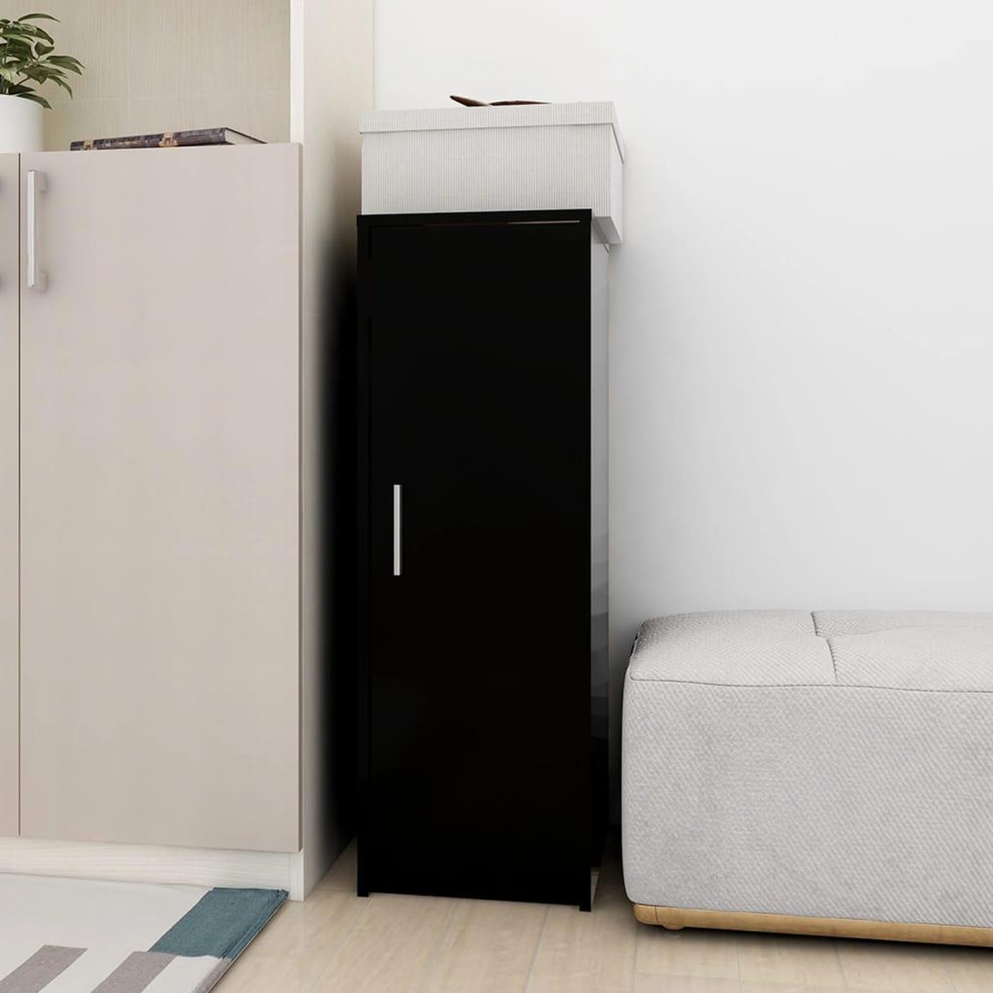 Voir la diapositive 3 : VIDAXL Armoire a chaussures Noir 32x35x92 cm Bois d'ingenierie