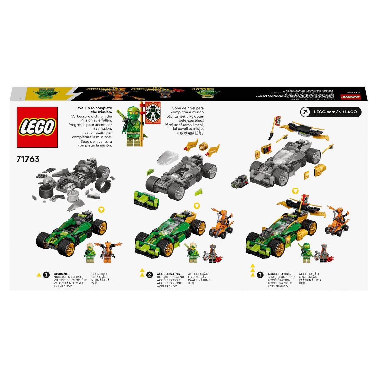 LEGO NINJAGO 71763 L&rsquo;Évolution Voiture De Course de Lloyd, Jouet pour Enfants dès 6 Ans
