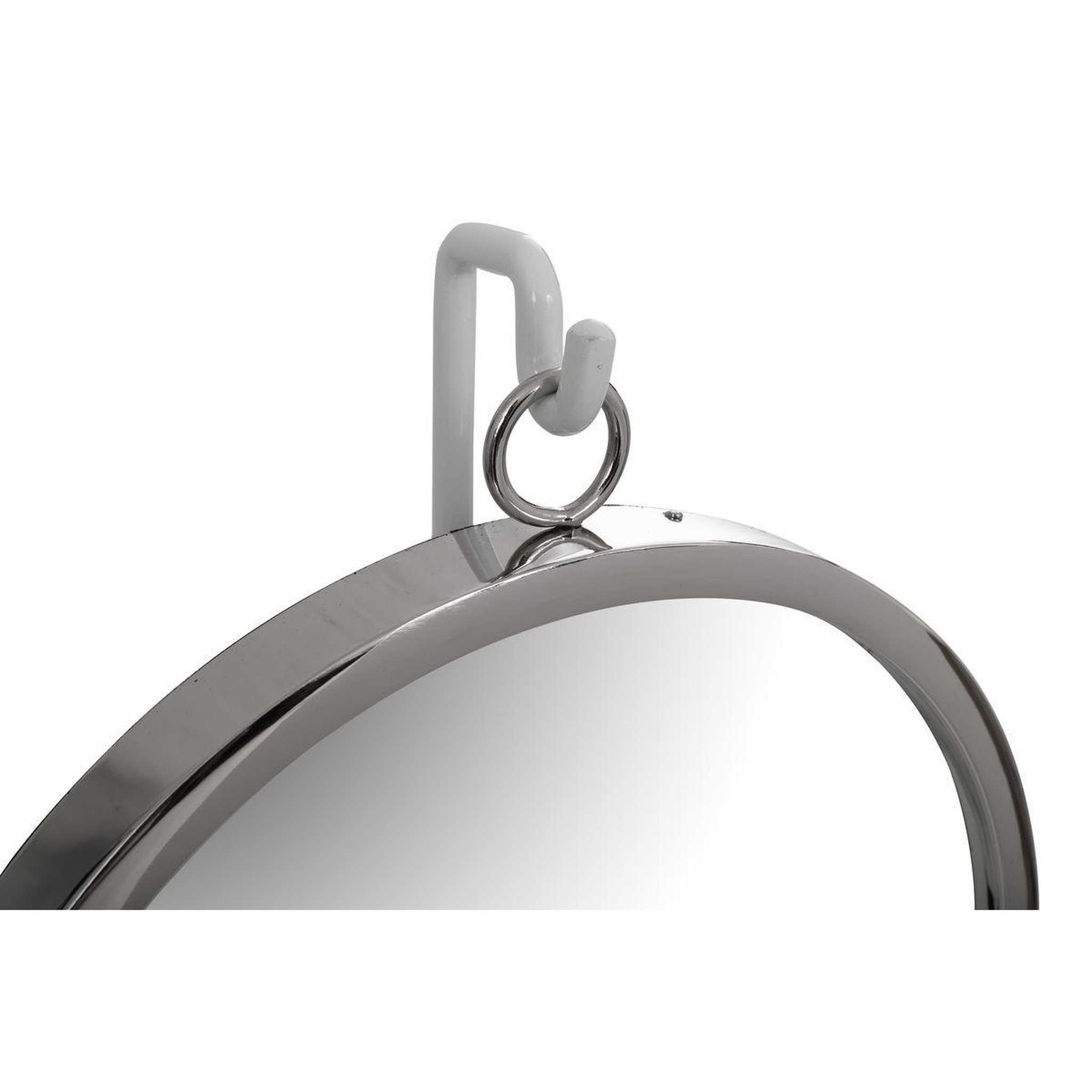 Voir la diapositive 2 : Paris Prix Miroir à Poser Rond  Eleganca  65cm Blanc & Argent