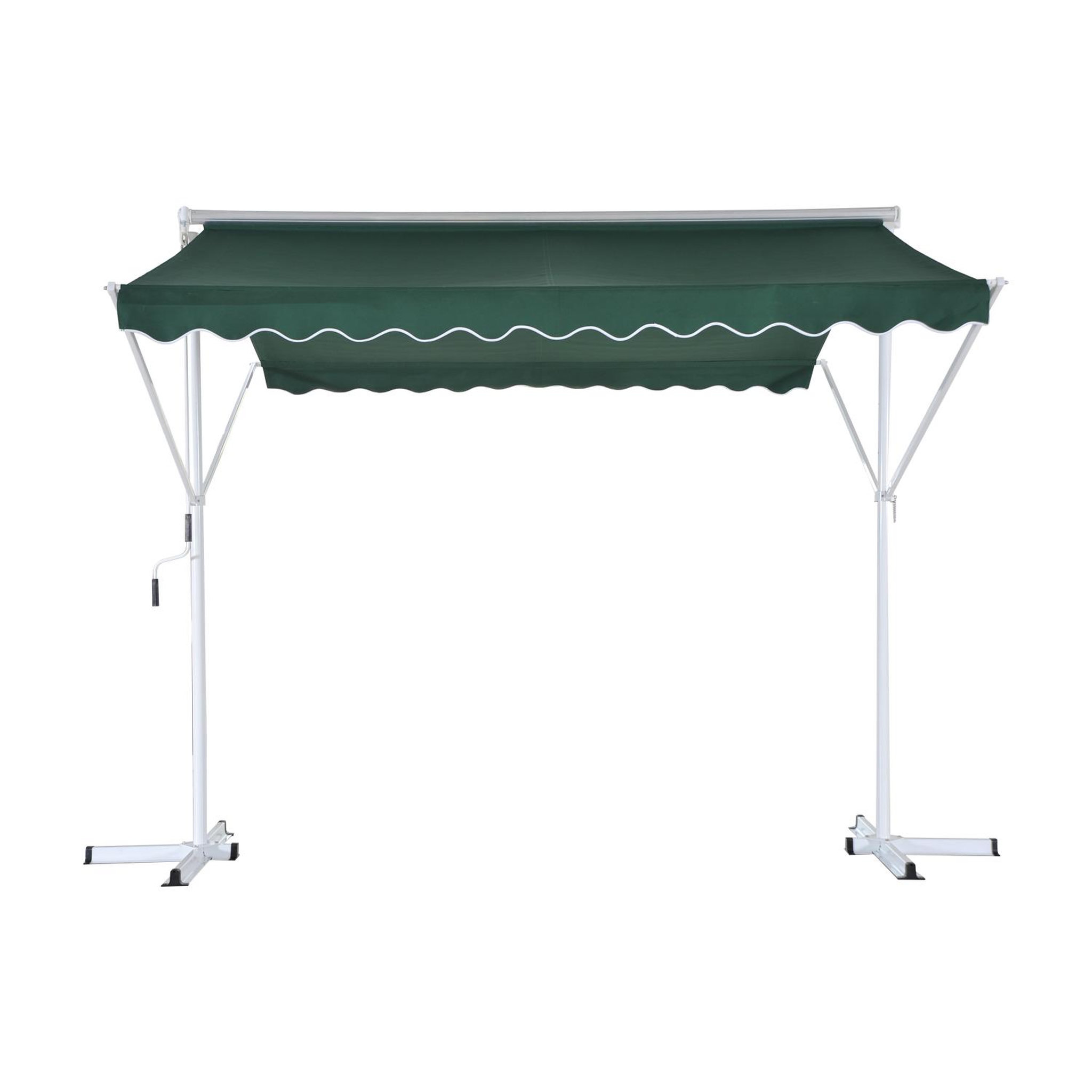 Voir la diapositive 1 : OUTSUNNY Store double pente manuel rétractable inclinaison réglable métal polyester imperméabilisé 3L x 2,95l x 2,6H m vert