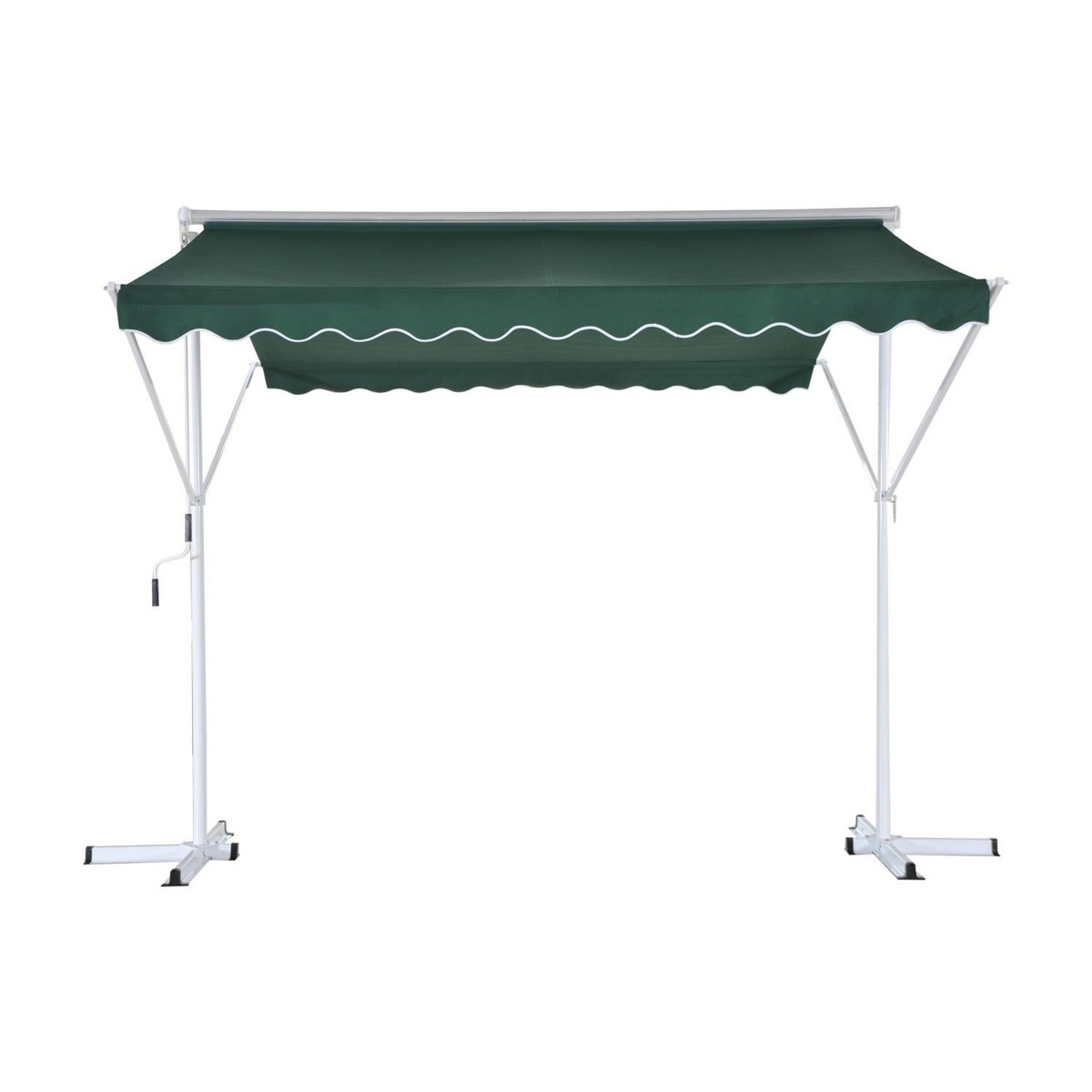 OUTSUNNY Store double pente manuel rétractable inclinaison réglable métal polyester imperméabilisé 3L x 2,95l x 2,6H m vert