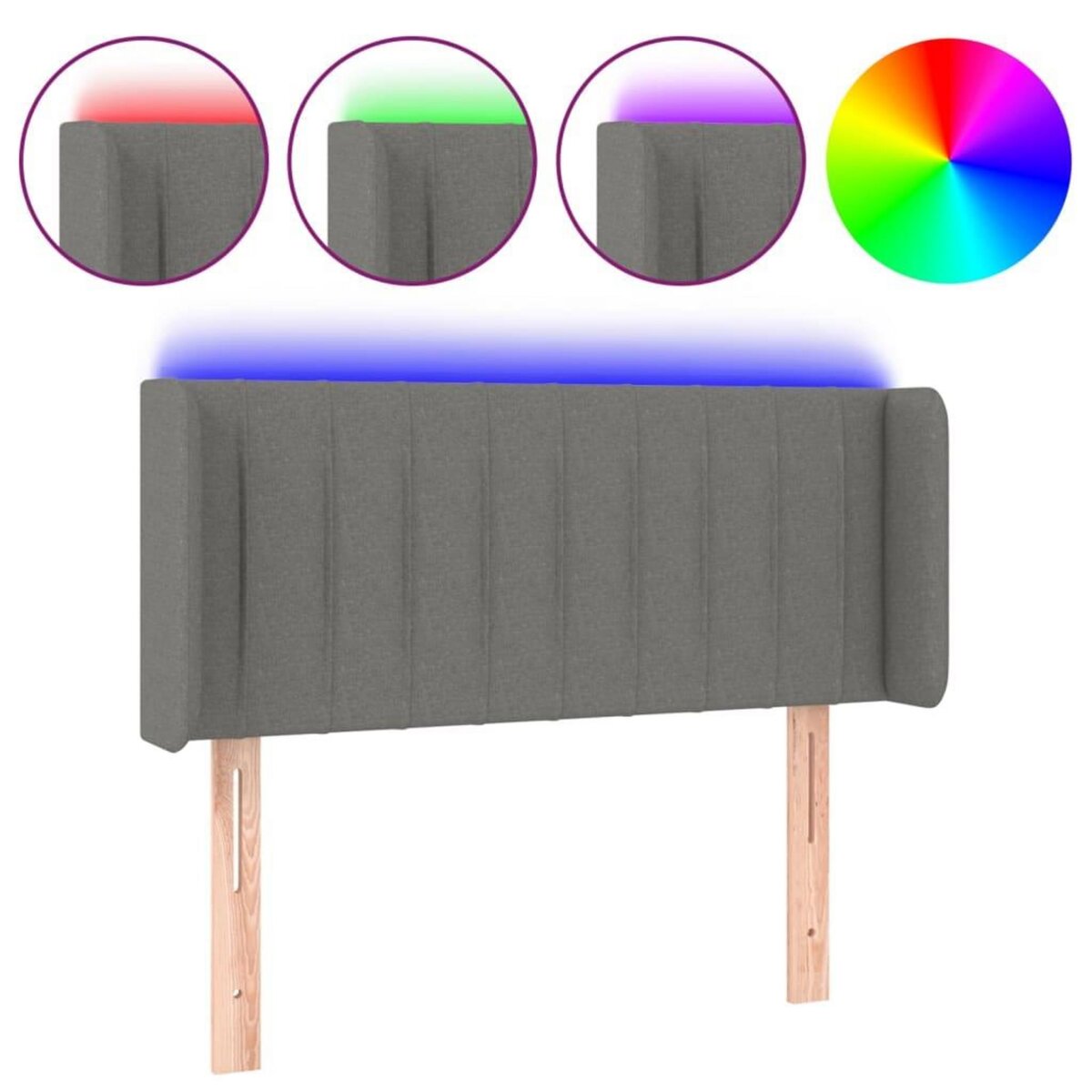 VIDAXL Tete de lit a LED Gris fonce 93x16x78/88 cm Tissu