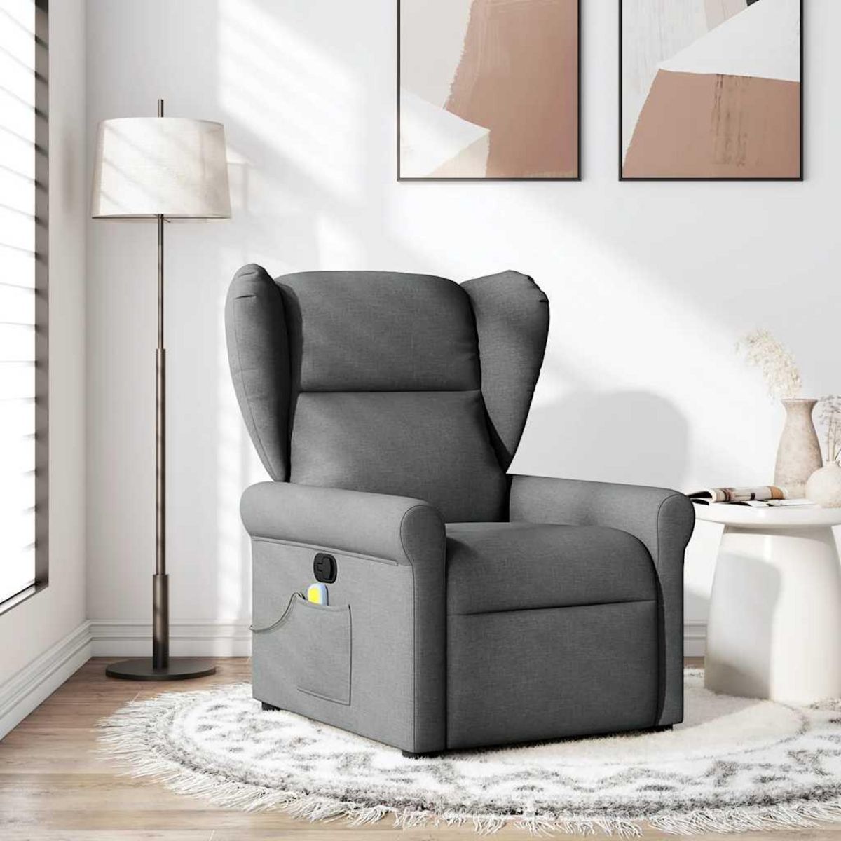 VIDAXL Fauteuil de massage inclinable Gris fonce Tissu