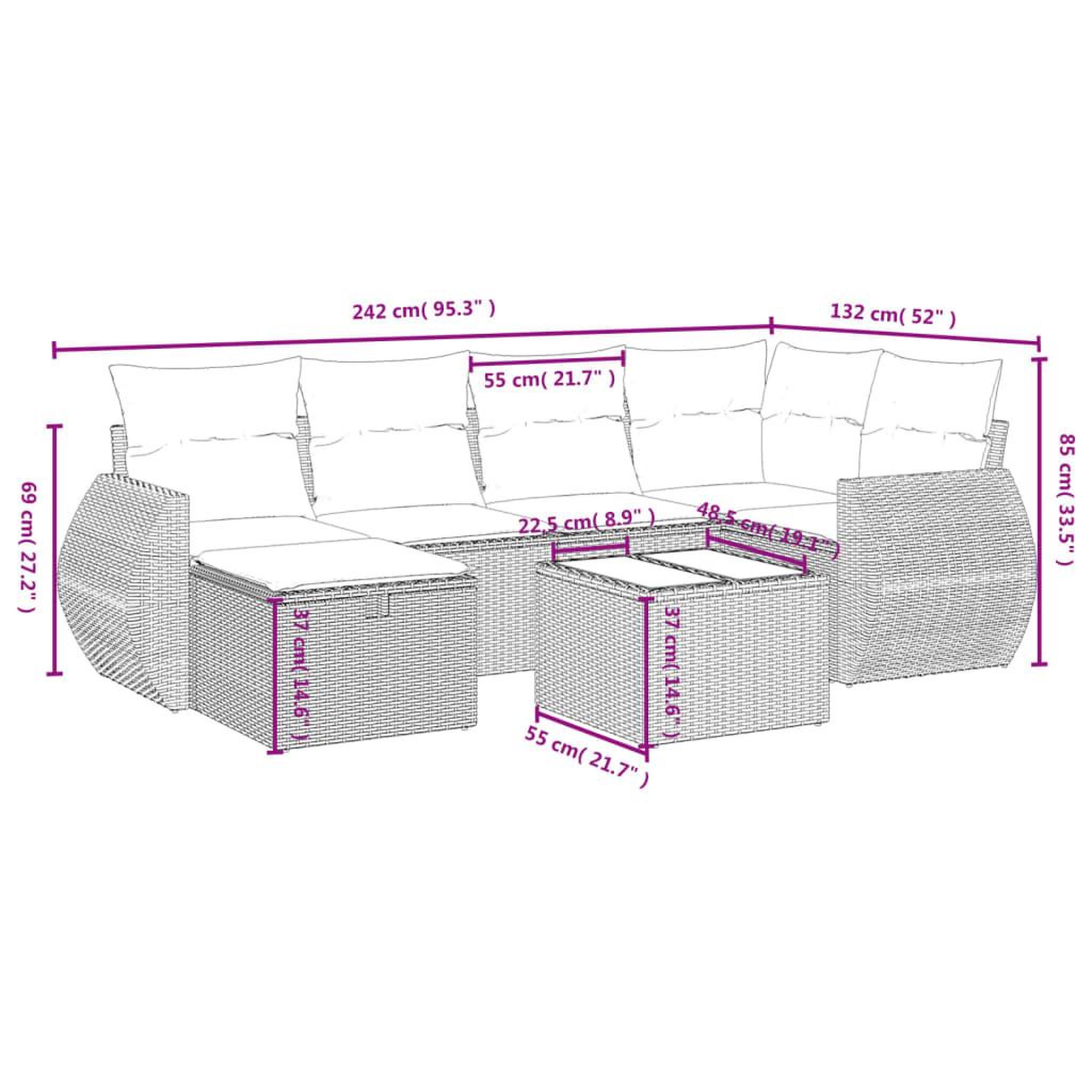 Voir la diapositive 5 : VIDAXL Salon de jardin 7 pcs avec coussins noir resine tressee