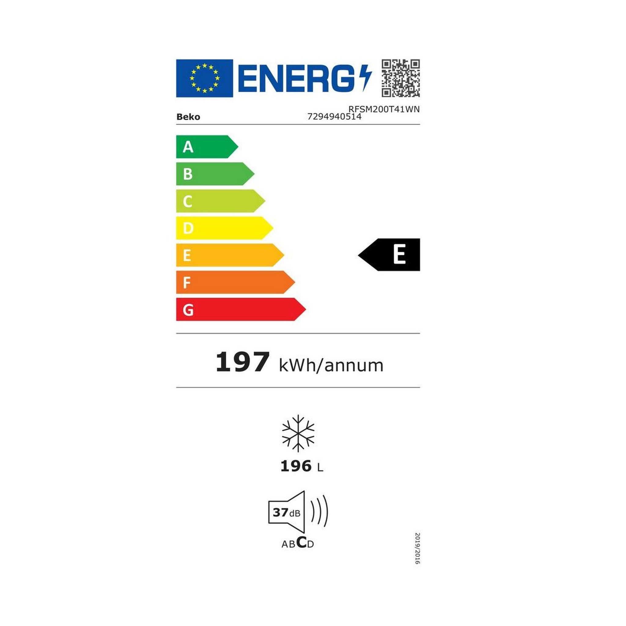 Voir la diapositive 2 : Beko Congélateur armoire 196l 54cm statique - RFSM200T41WN/1