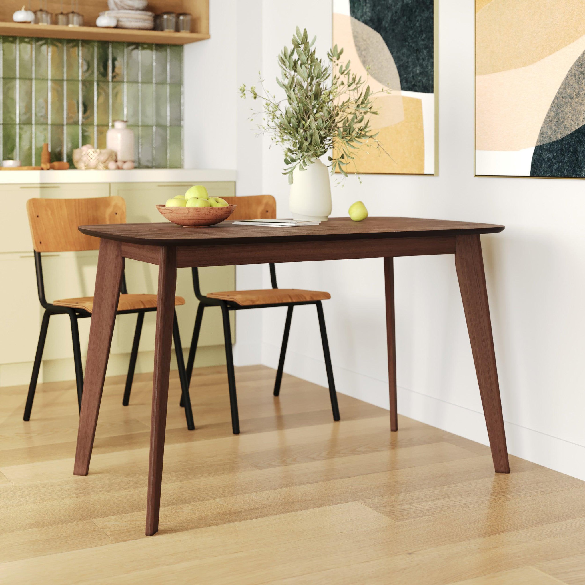 Voir la diapositive 2 : MAISON PAVANE Table rectangulaire 4 personnes en bois foncé 120 cm-oman