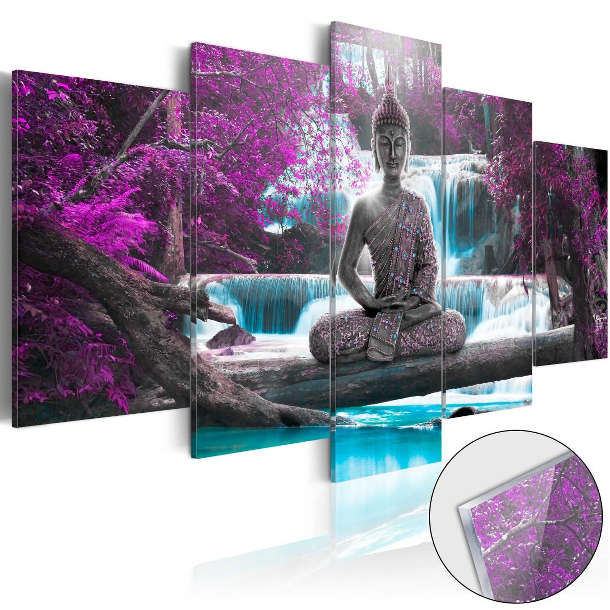 Voir la diapositive 1 : Paris Prix Tableau sur verre acrylique  waterfall & buddha