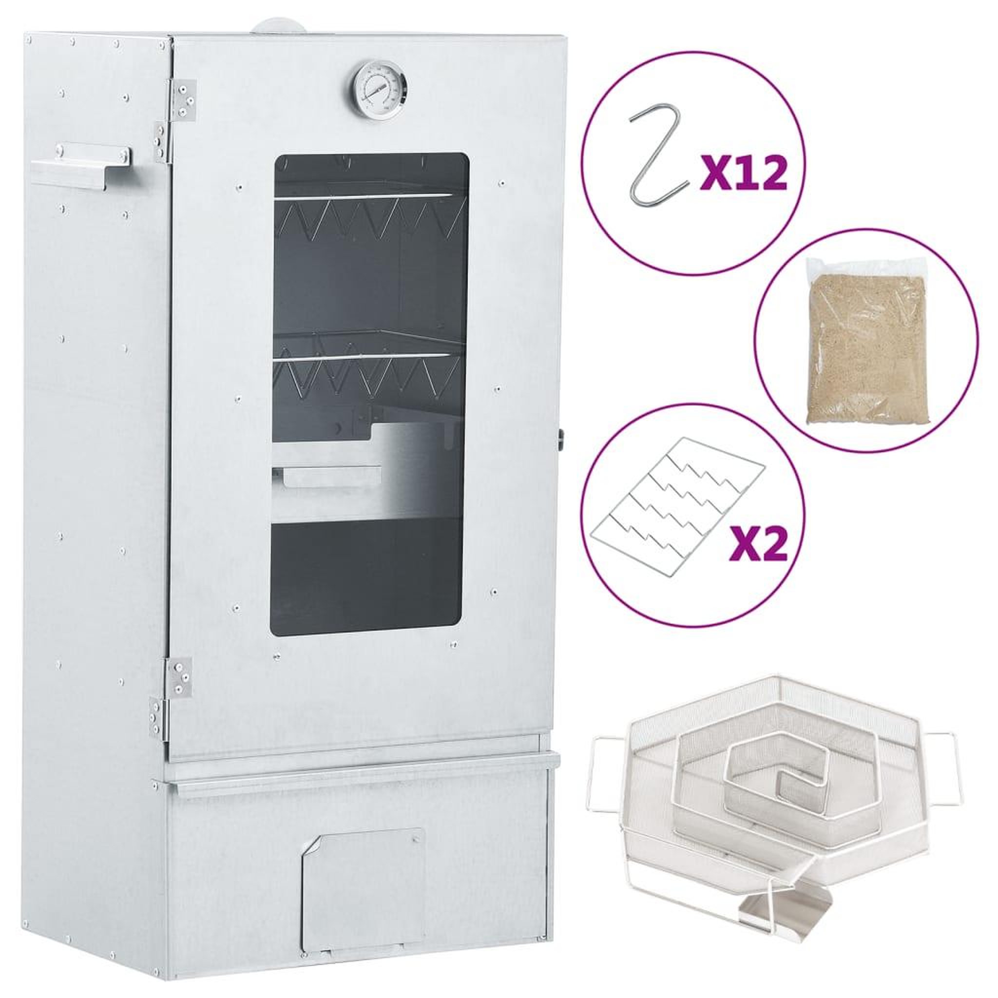 VIDAXL Fumoir a four a BBQ generateur de fumee froide acier galvanise