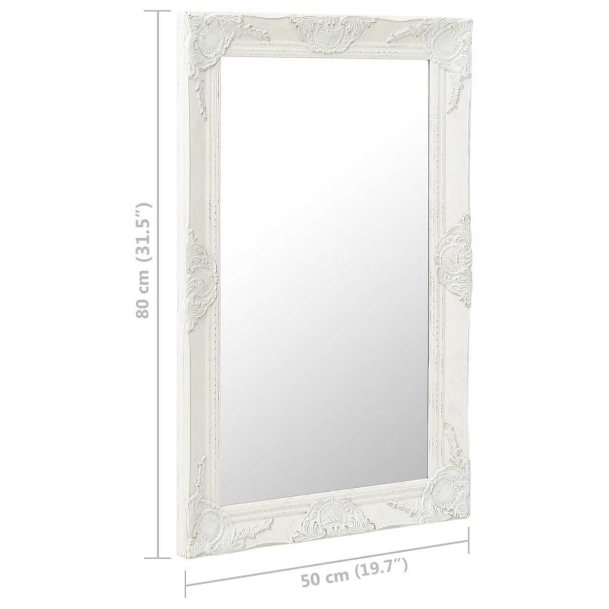 VIDAXL Miroir mural style baroque 50x80 cm Blanc