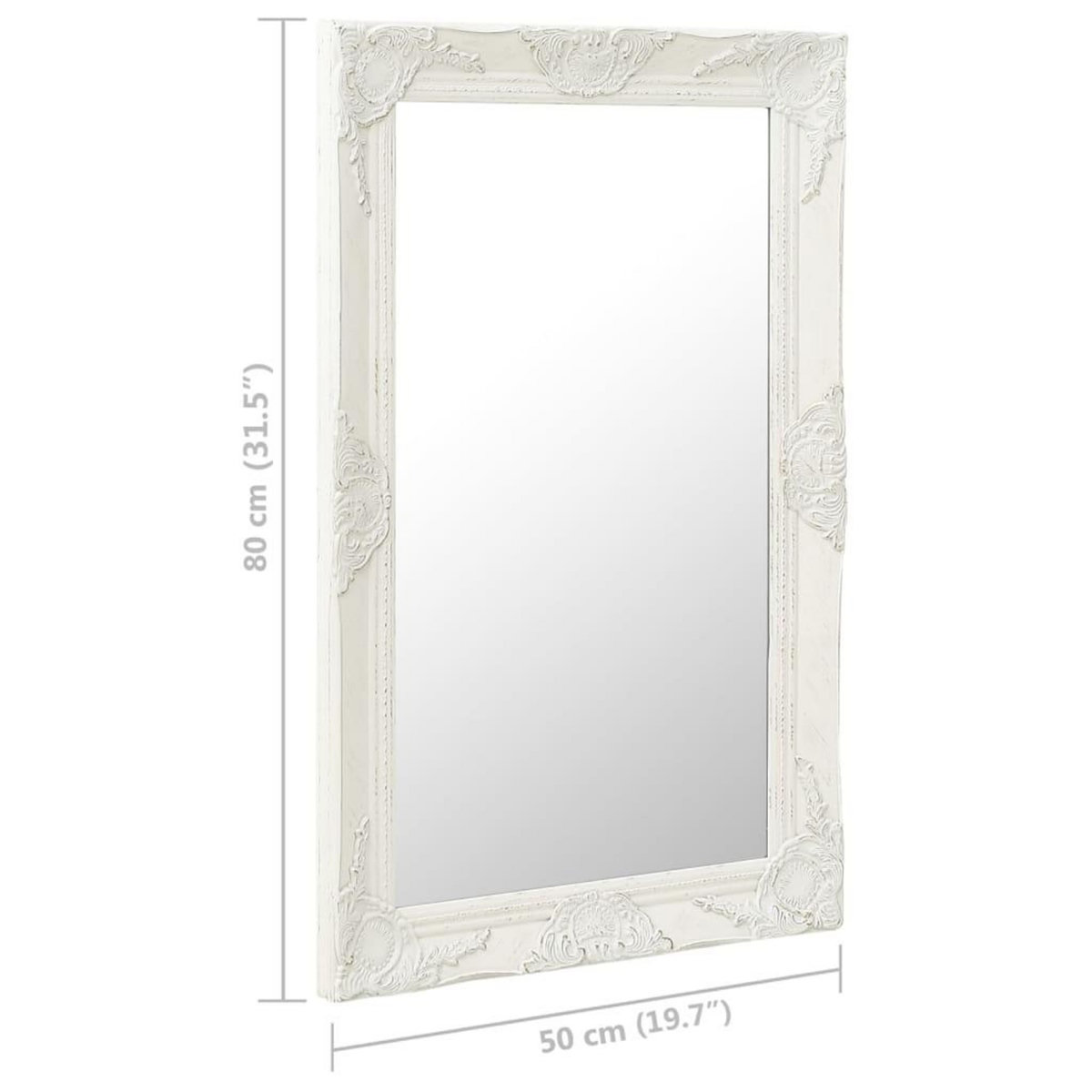 VIDAXL Miroir mural style baroque 50x80 cm Blanc