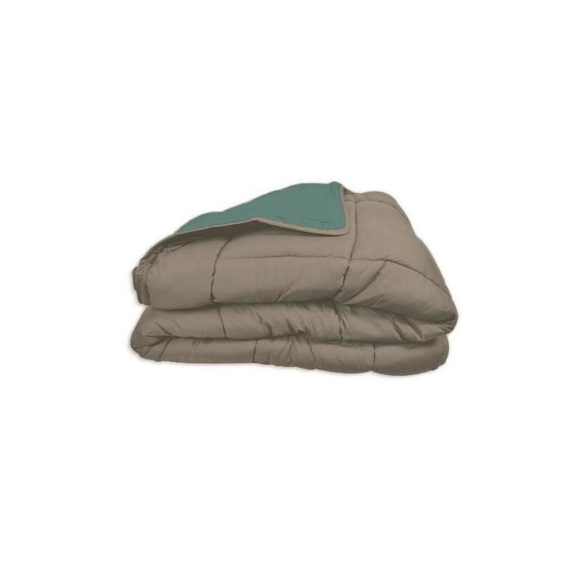 Voir la diapositive 3 : POYET MOTTE POYET MOTTE Couette Microfibre 400g/m2 CALGARY - 140 x 200 cm - Gris galet et Vert lac