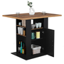 Voir la diapositive 4 : ID MARKET Ilot central UGO 110 cm bois noir et effet bois foncé HAWKINS avec rangements