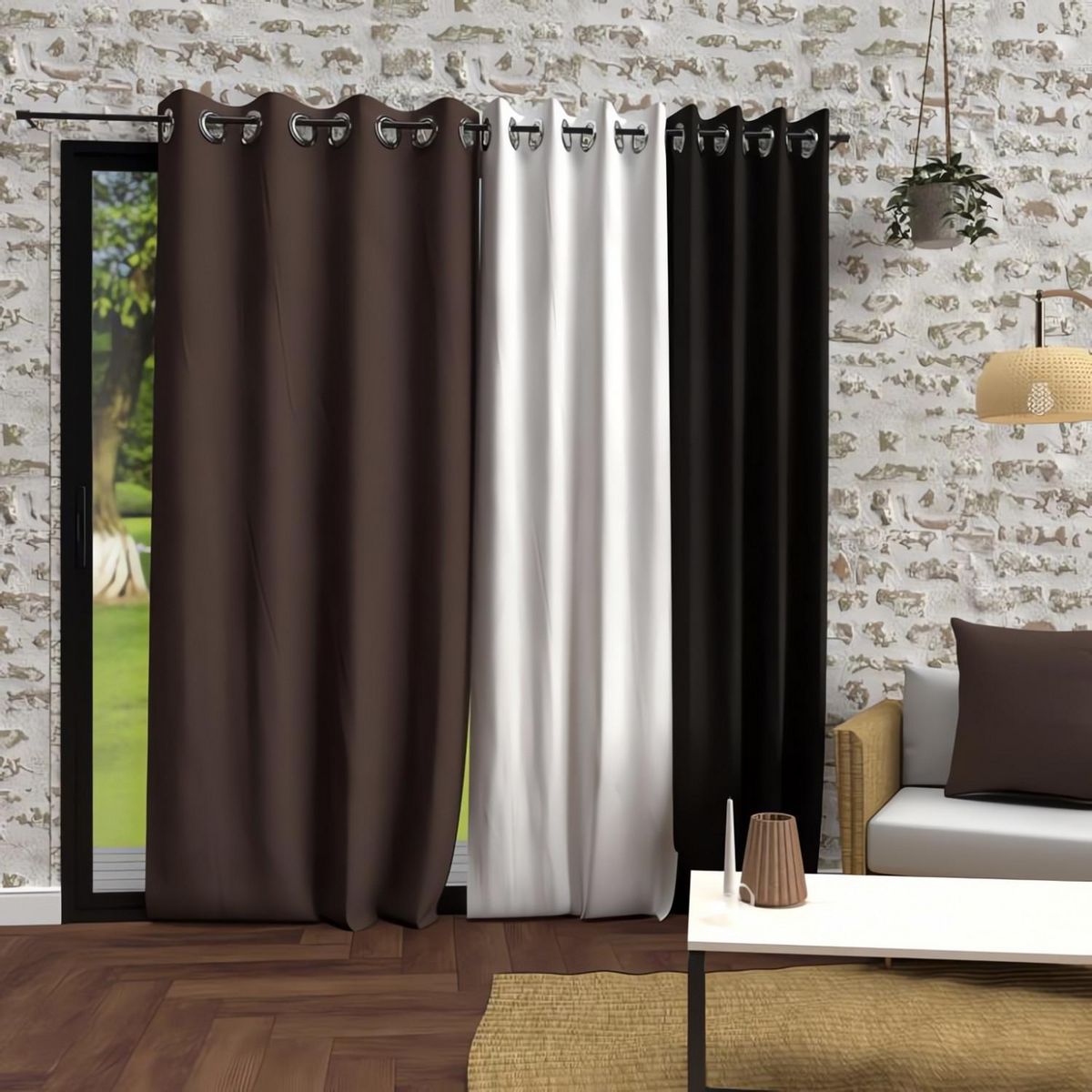 SOLEIL D'OCRE Rideau à oeillets en microfibre lavée BOHEME, par Soleil d'Ocre