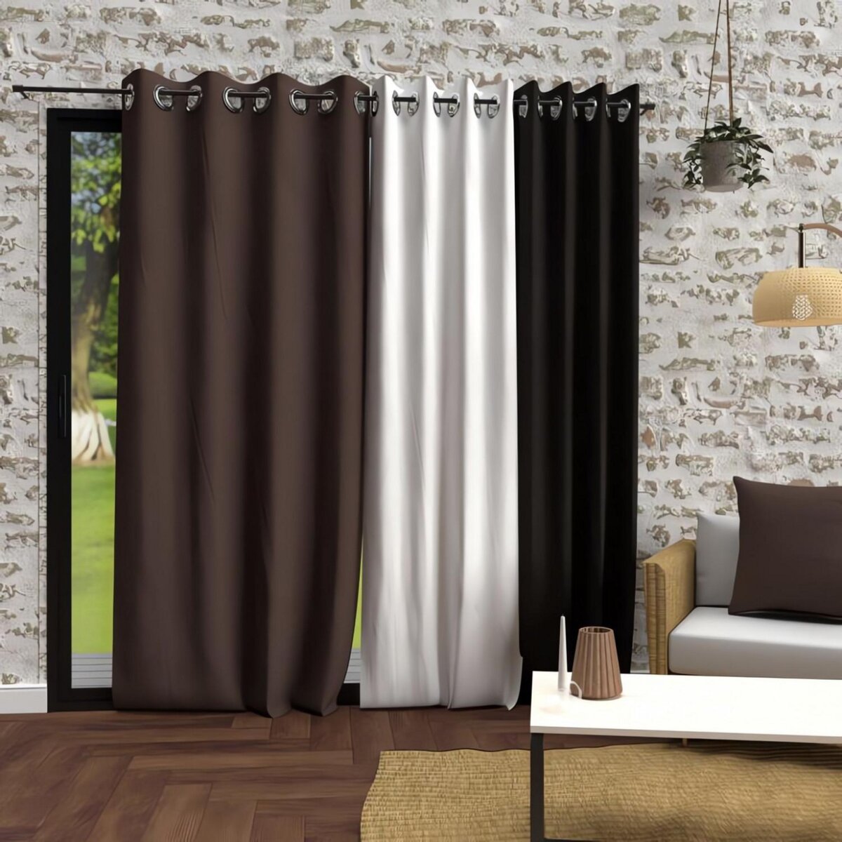 SOLEIL D'OCRE Rideau à oeillets en microfibre lavée BOHEME, par Soleil d'Ocre