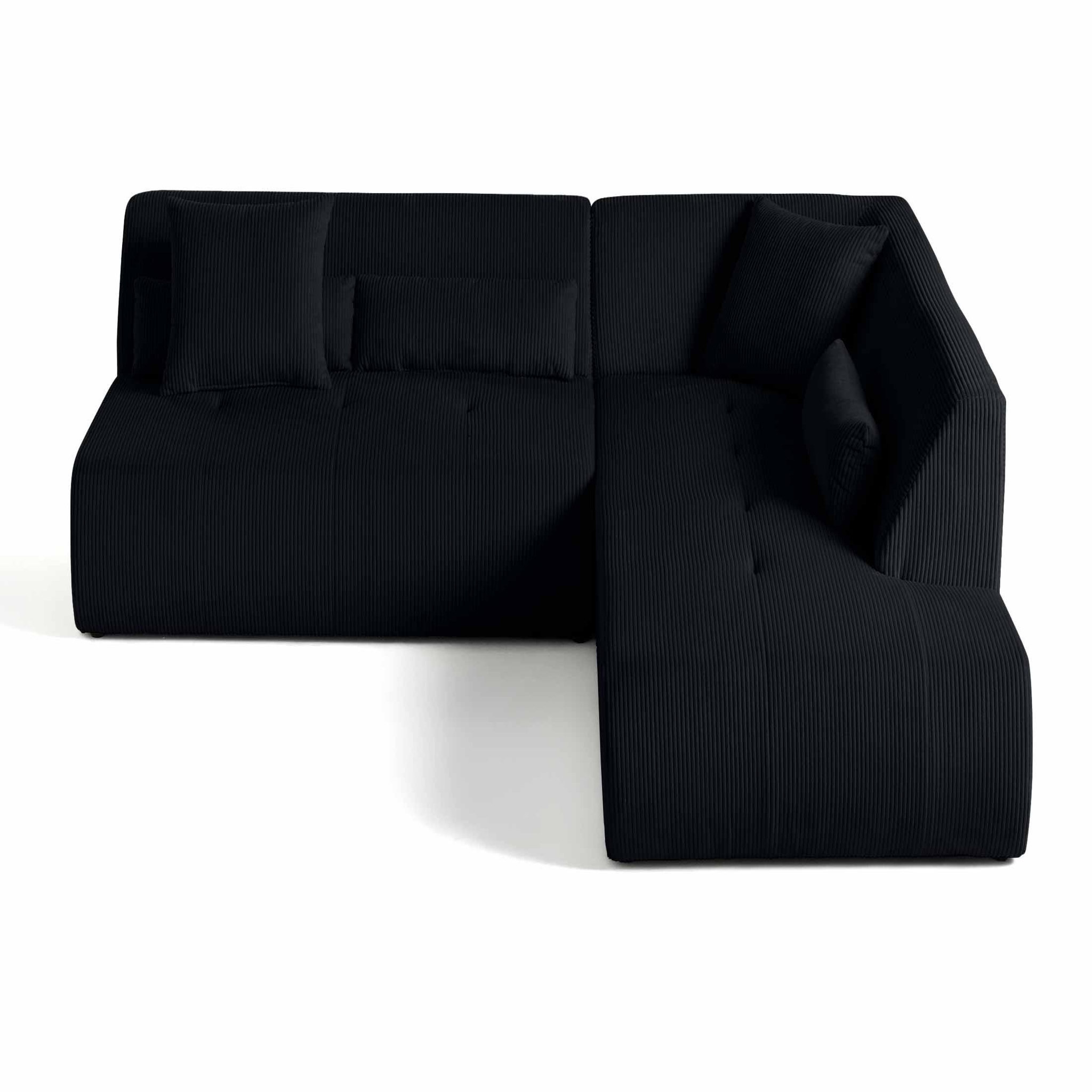 Voir la diapositive 1 : LISA DESIGN Onyx - canapé modulable d'angle droit - 5 places - en velours côtelé