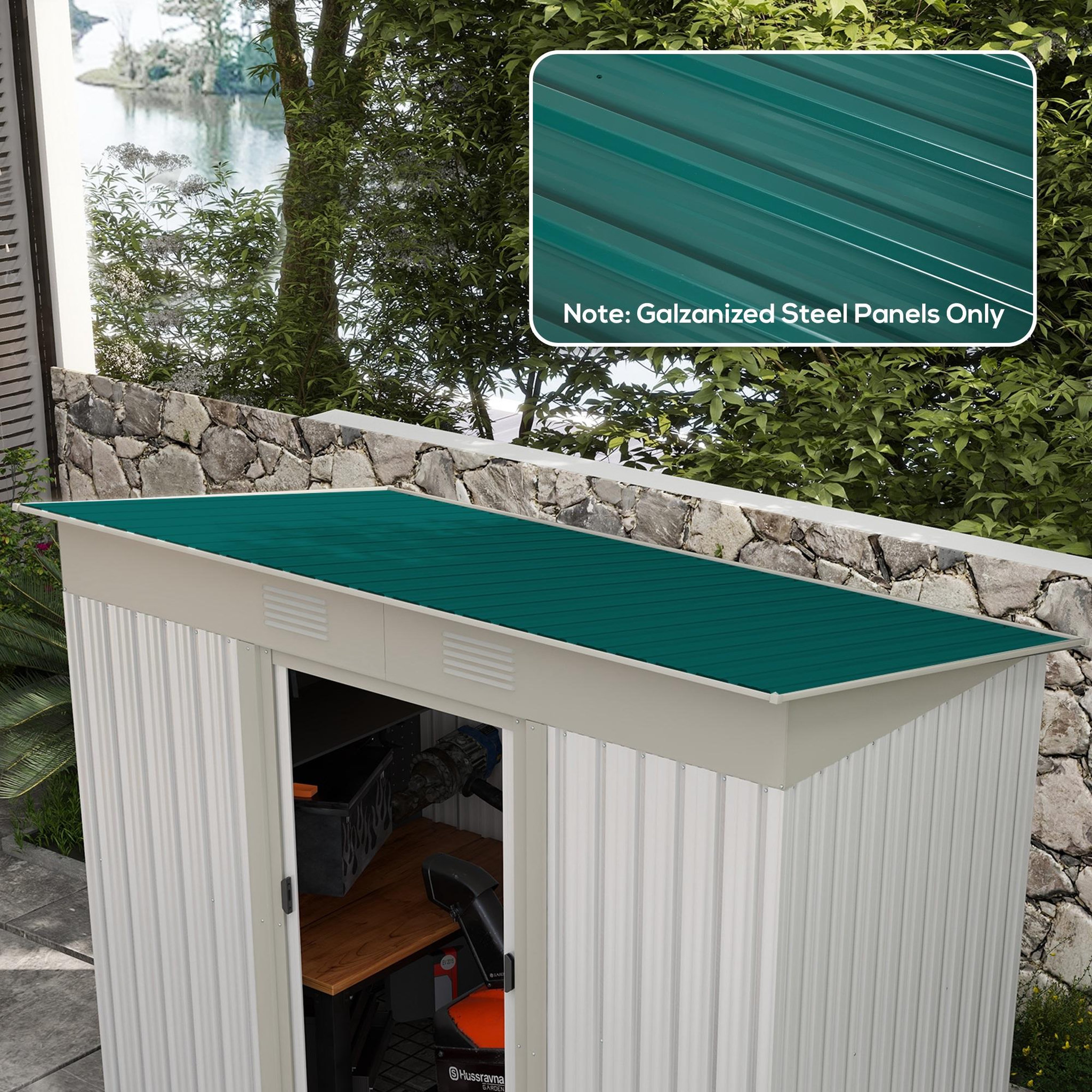 Voir la diapositive 2 : OUTSUNNY Lot de 12 panneaux - dim. 129L x 45l cm - tôle acier ondulé vert