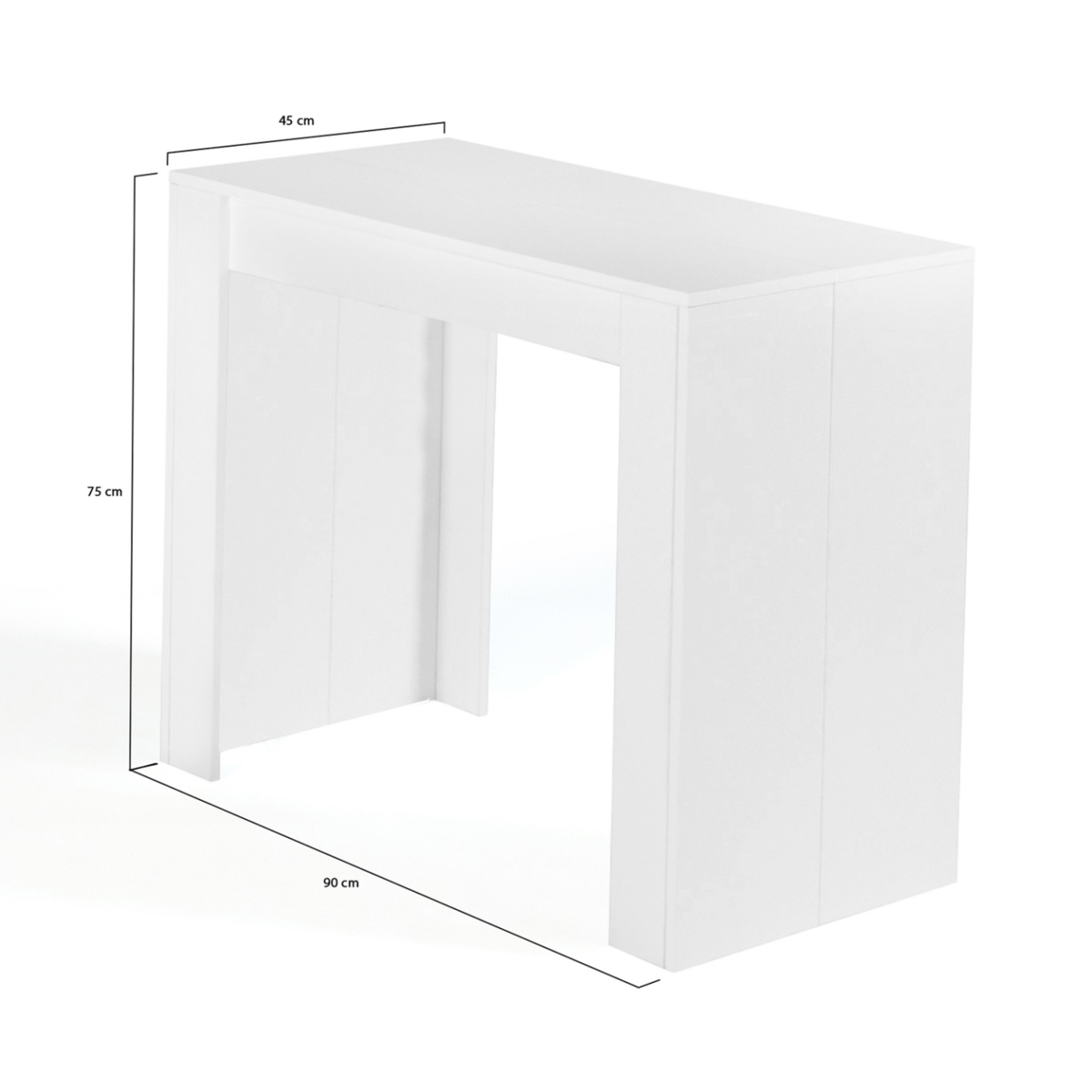 ID MARKET Table console extensible ORLANDO 6 personnes 140 cm bois blanc