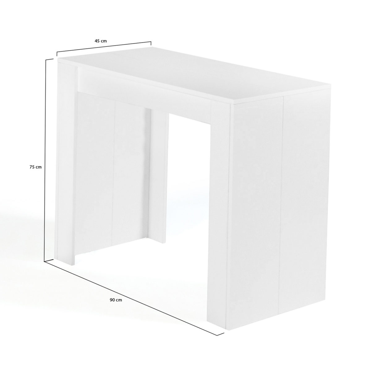 ID MARKET Table console extensible ORLANDO 6 personnes 140 cm bois blanc