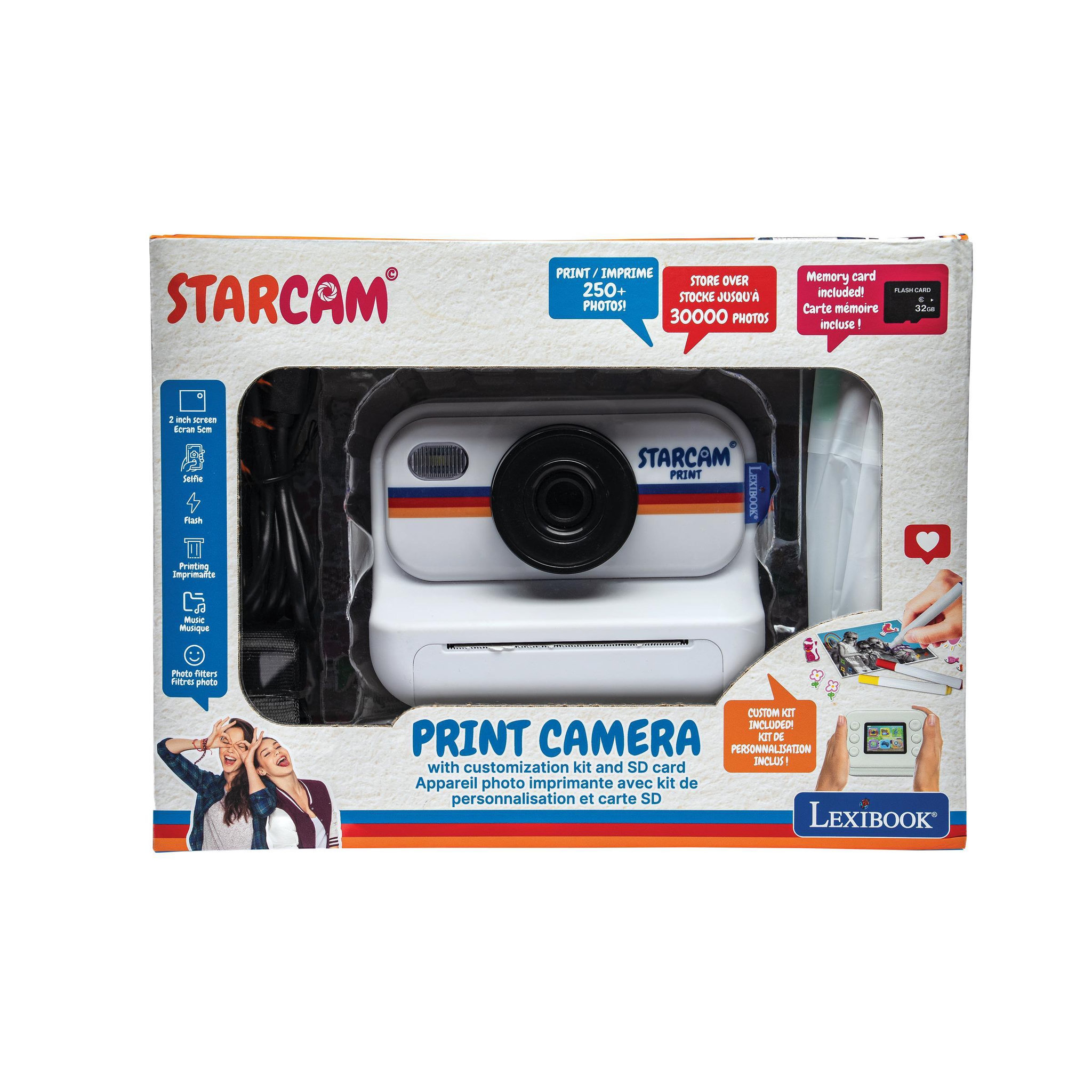 Voir la diapositive 6 : Lexibook Starcam® Print, appareil photo à impression instantanée avec capteur de 1,3 mm, carte SD et kit de personnalisation des photos