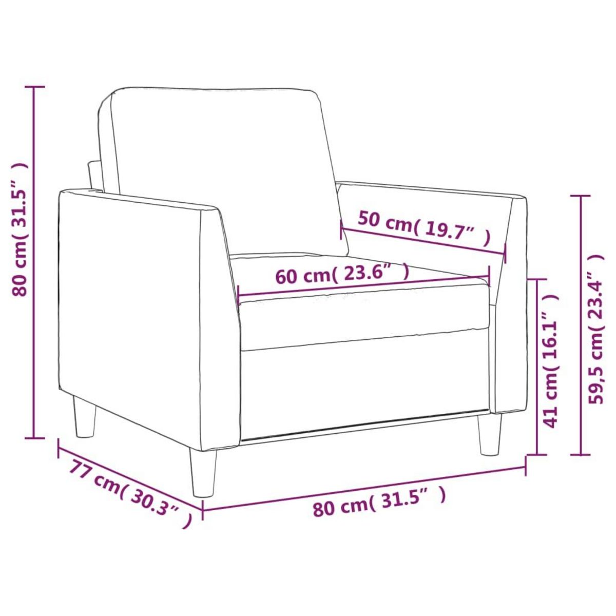 VIDAXL Fauteuil Cappuccino 60 cm Similicuir