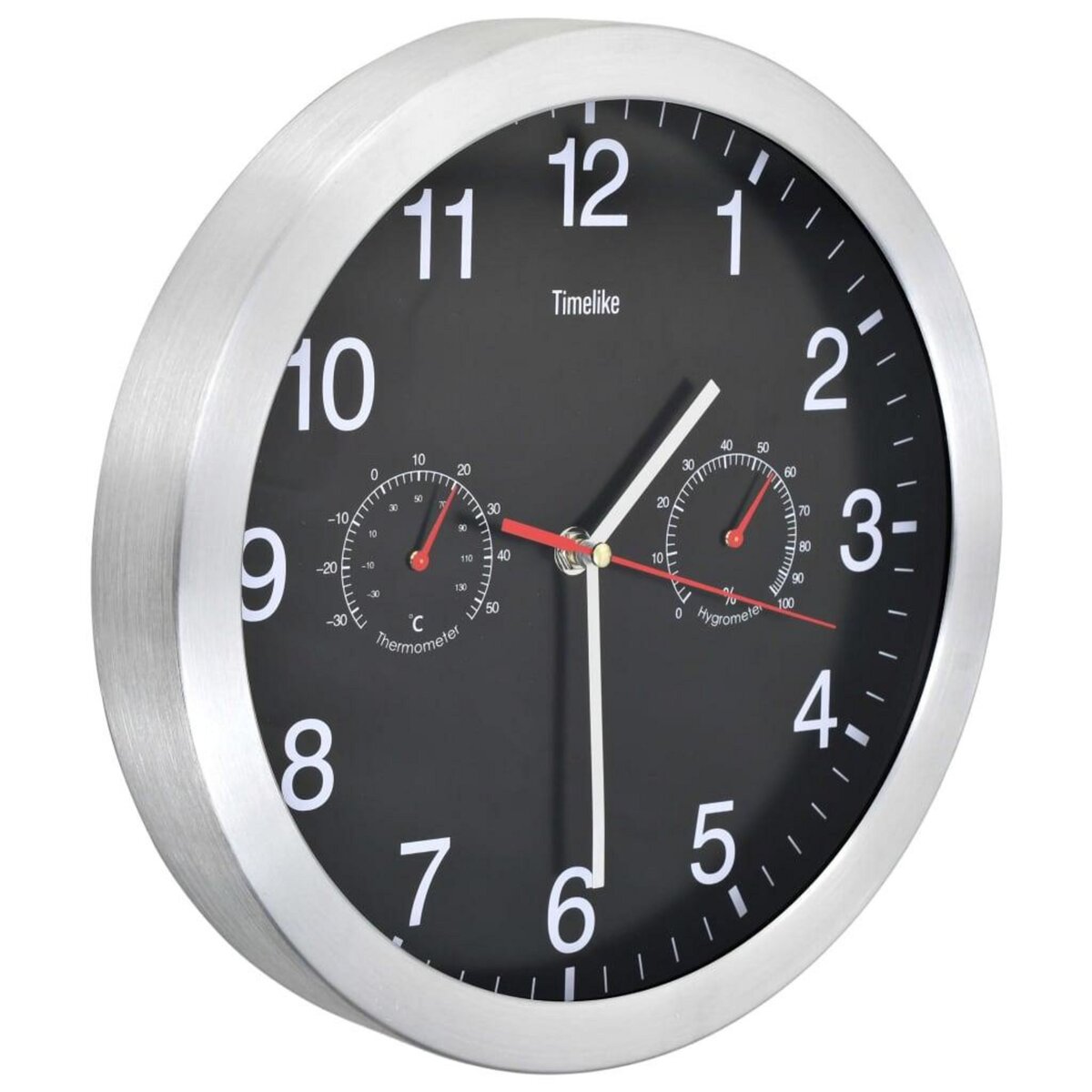 VIDAXL Horloge murale a quartz Hygrometre et thermometre 30 cm Noir