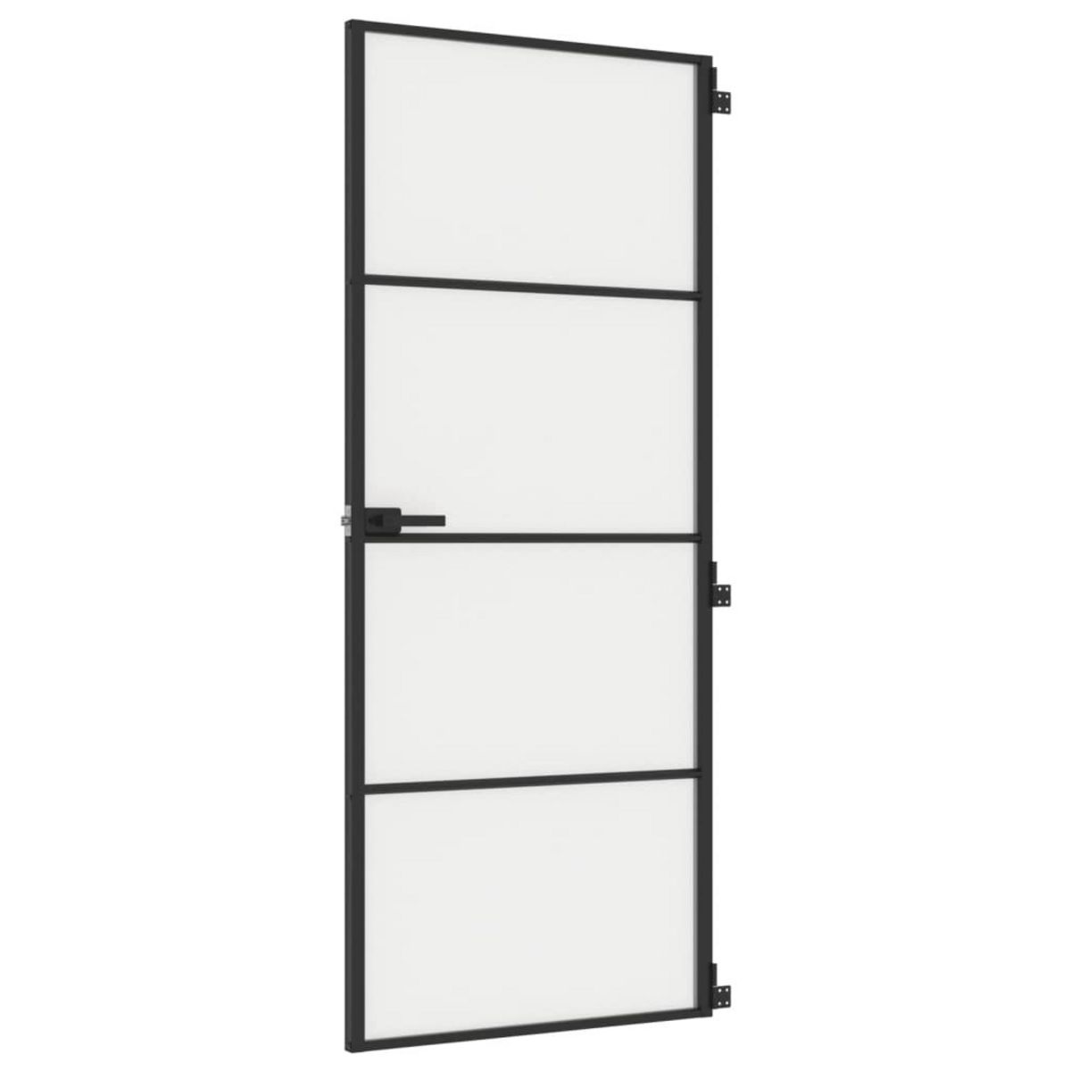 VIDAXL Porte interieure mince noir 83x201,5 cm verre trempe aluminium