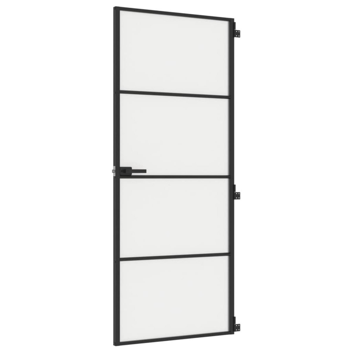 VIDAXL Porte interieure mince noir 83x201,5 cm verre trempe aluminium
