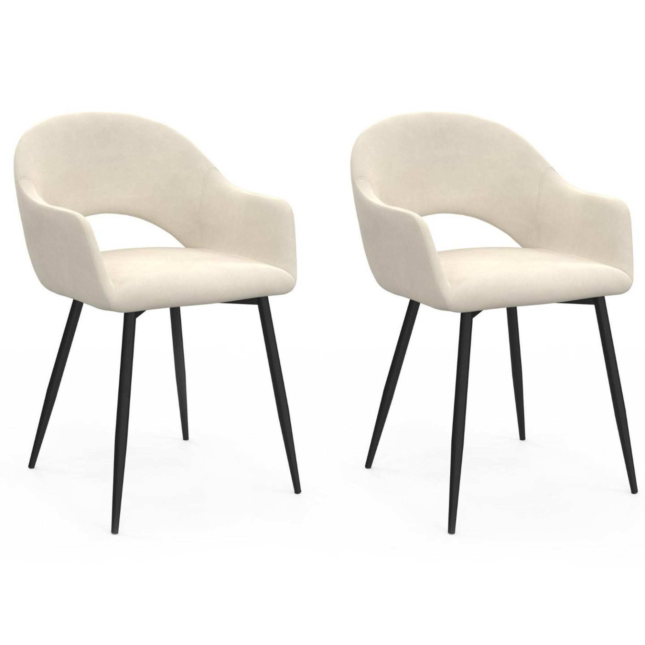 ID MARKET Lot de 2 chaises de salle à manger, fauteuils de table clara en velours crème