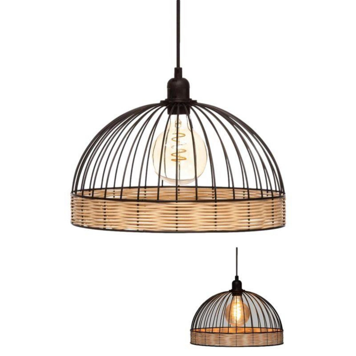 ATMOSPHERA Suspension filaire  Suwa  métal & rotin Diamètre 35 cm Atmosphera