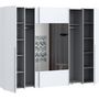Voir la diapositive 5 : MARKET24 Armoire NARAGO - Décor Blanc mat - 2 portes coulissantes + miroir + 2 portes battantes + 2 penderies - L270 x P61 x H210 cm
