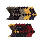 SERGE BLANCO Lot de 9 paires de chaussettes de ville fantaisies en coton peigné. Coloris disponibles : Noir